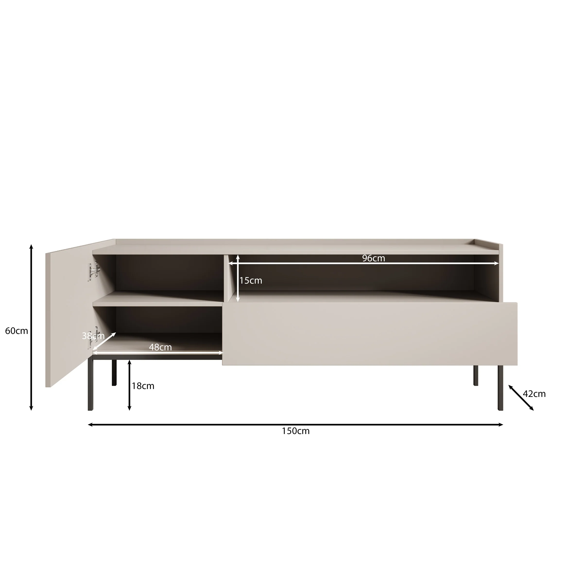 Capri - TV-Meubel - Eiken - 150x42x60 cm - Image 6