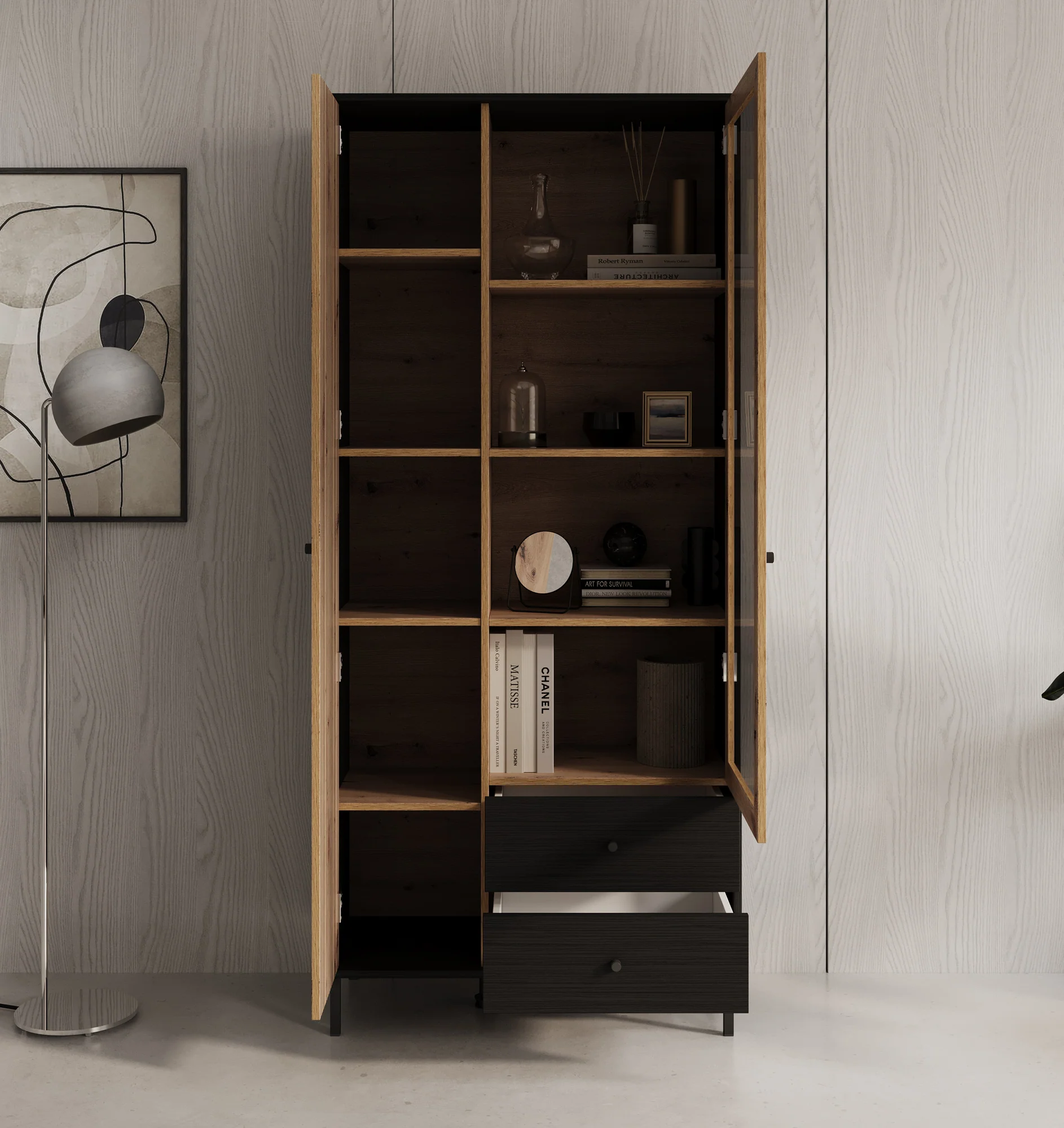 Charles 2 - Vitrinekast - Eiken - 87x40x195 cm - Image 3