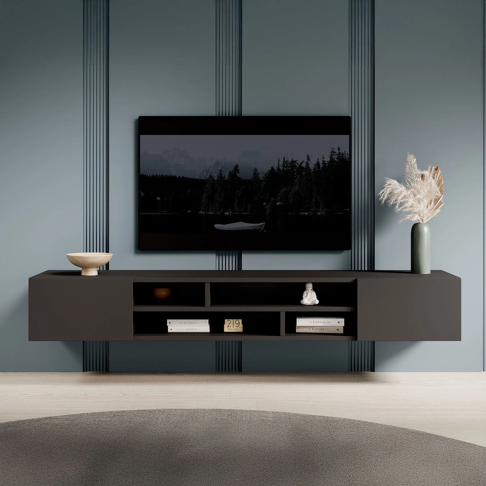 Charo - TV-Meubel - met 2 deuren - Mat zwart - 208 cm - Image 5