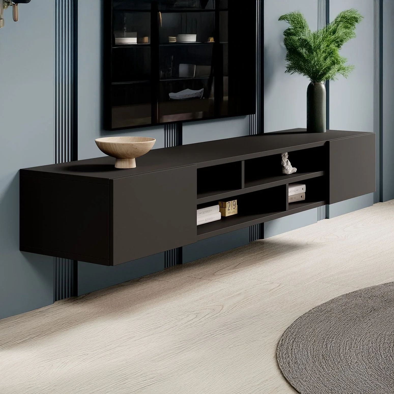 Charo - TV-Meubel - met 2 deuren - Mat zwart - 208 cm - Image 7