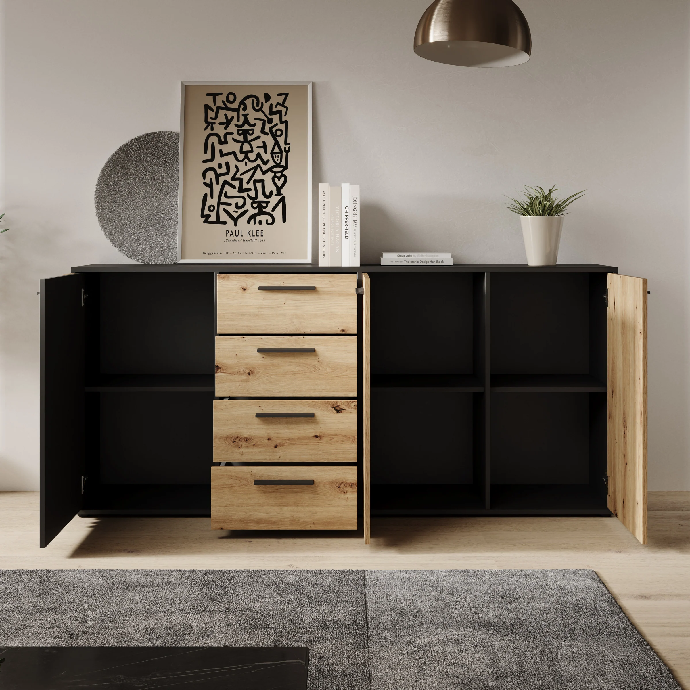 Clover - Dressoir - Eiken/Zwart - 179x34x82 cm - Image 2