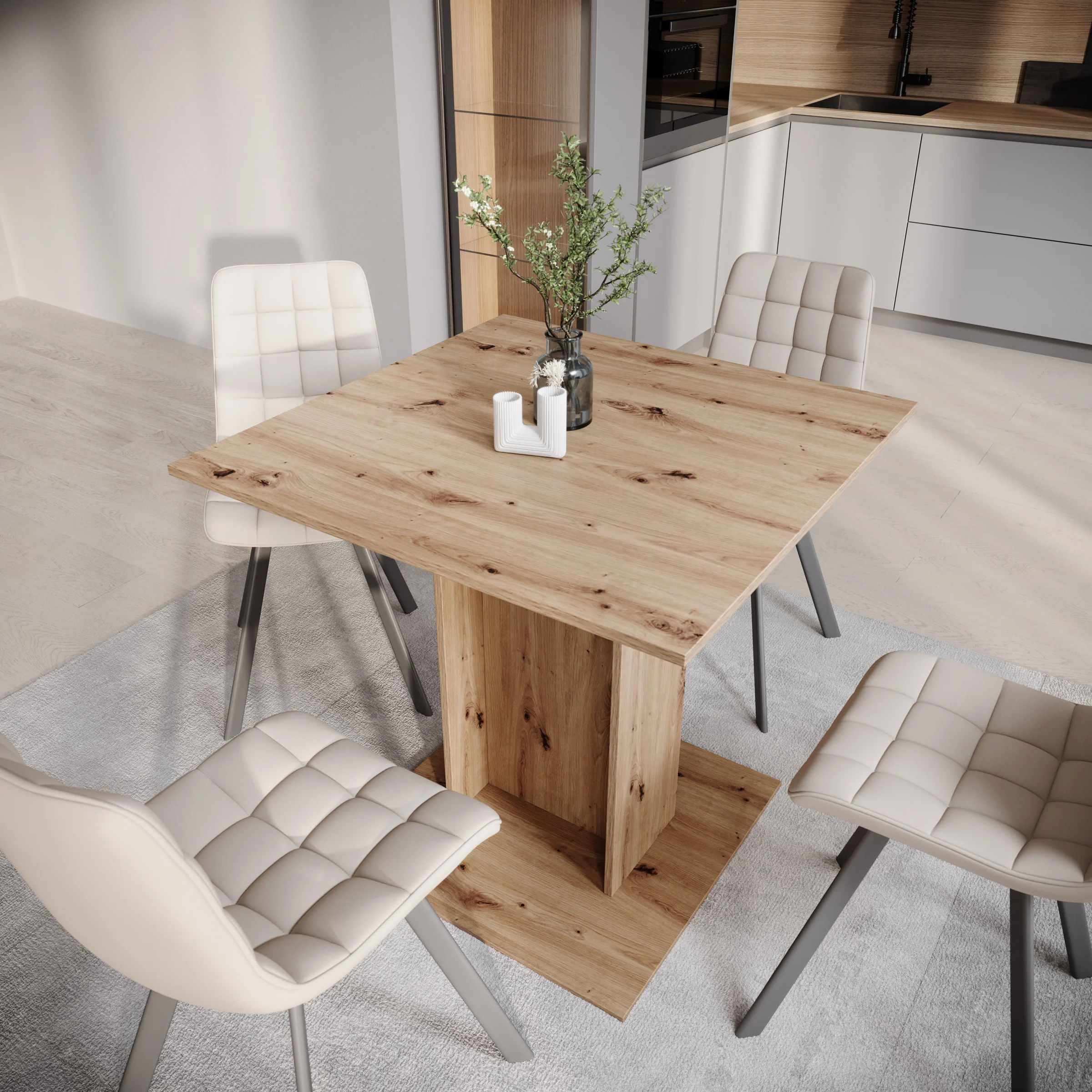 Cova - Eetkamertafel - Eikenpatroon - 80x80x76 cm - Image 3