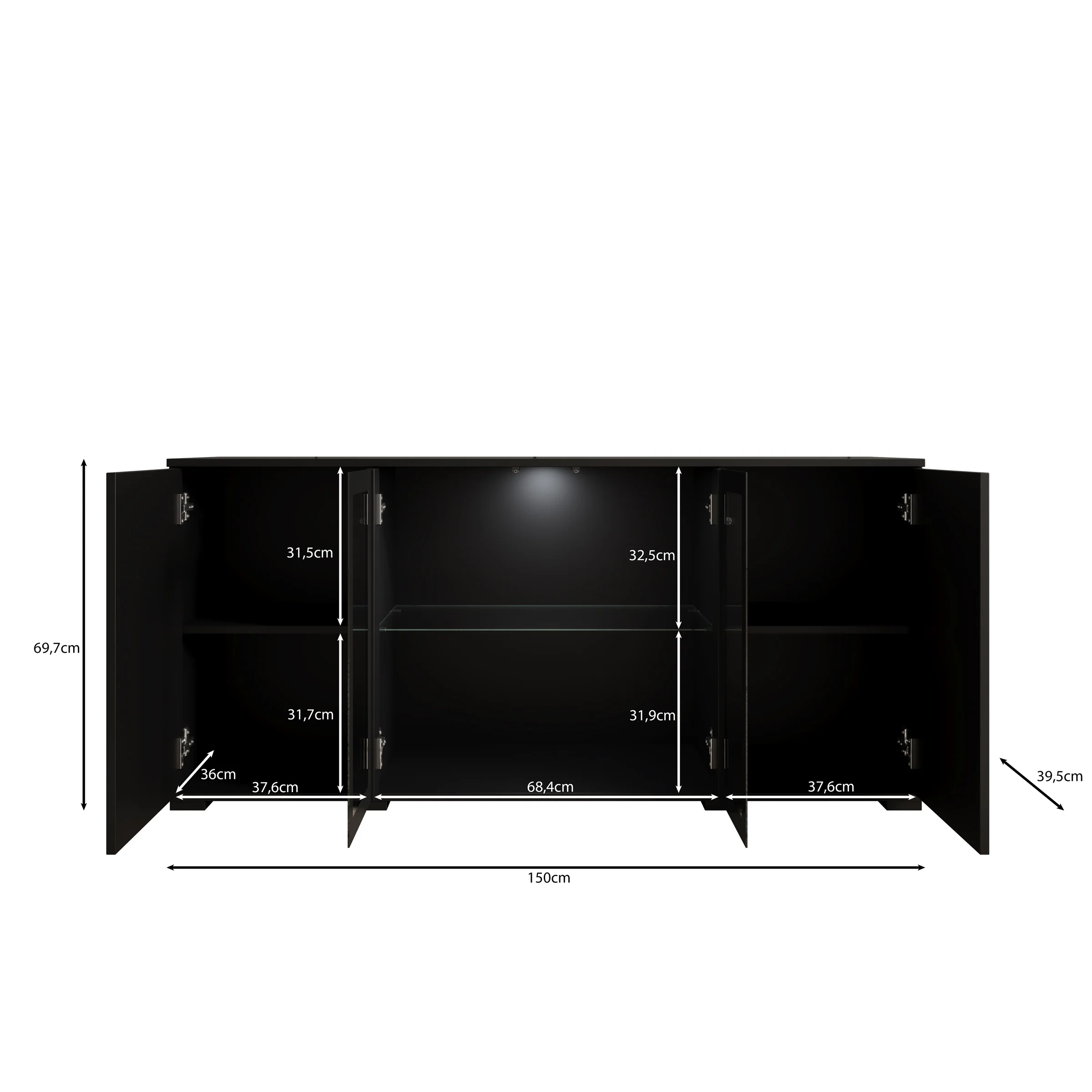 Cres 2 - Dressoir - Zwart - 150x40x70 cm - Image 6