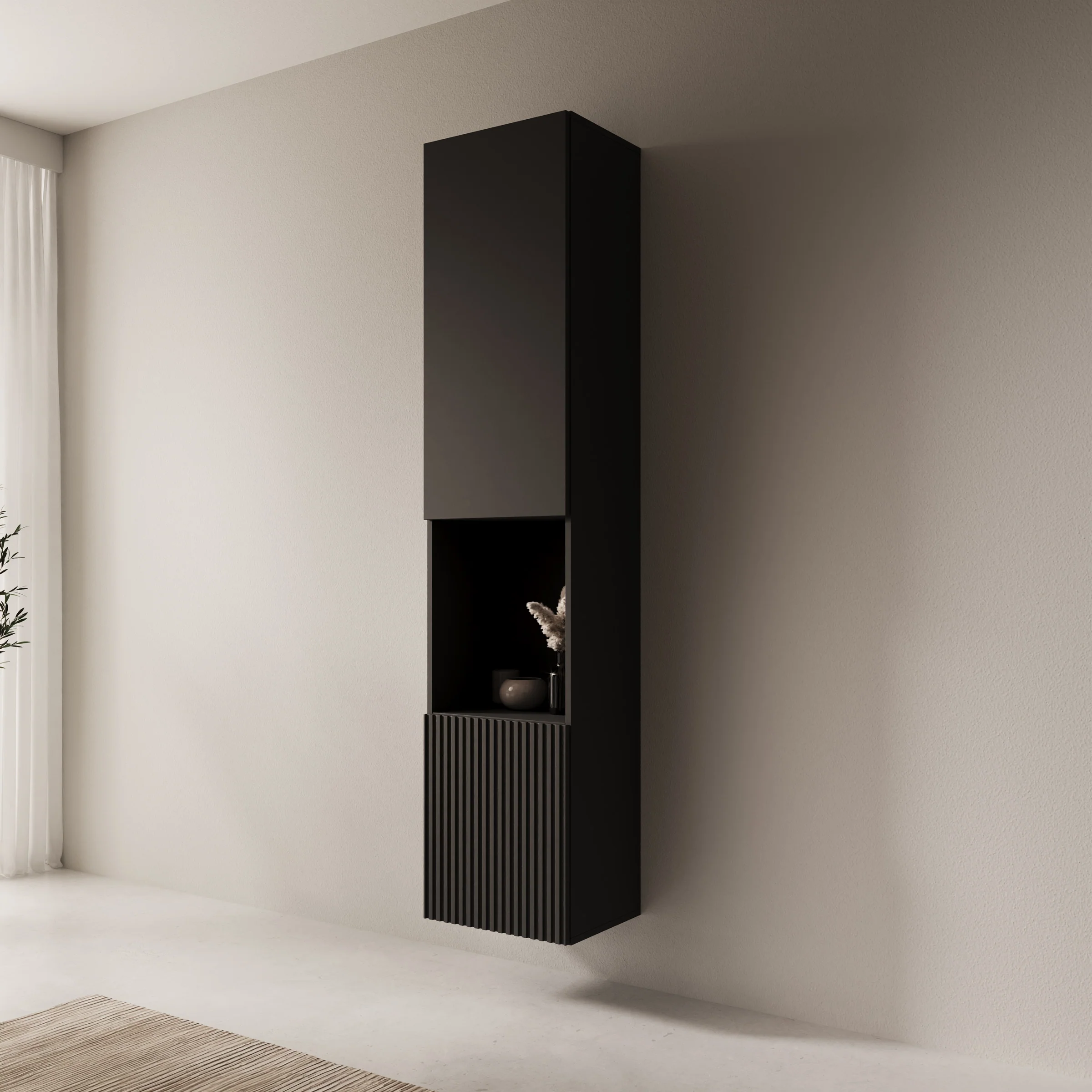 Cruzar 2 - Vitrinekast - Zwart - 40x30x180 cm