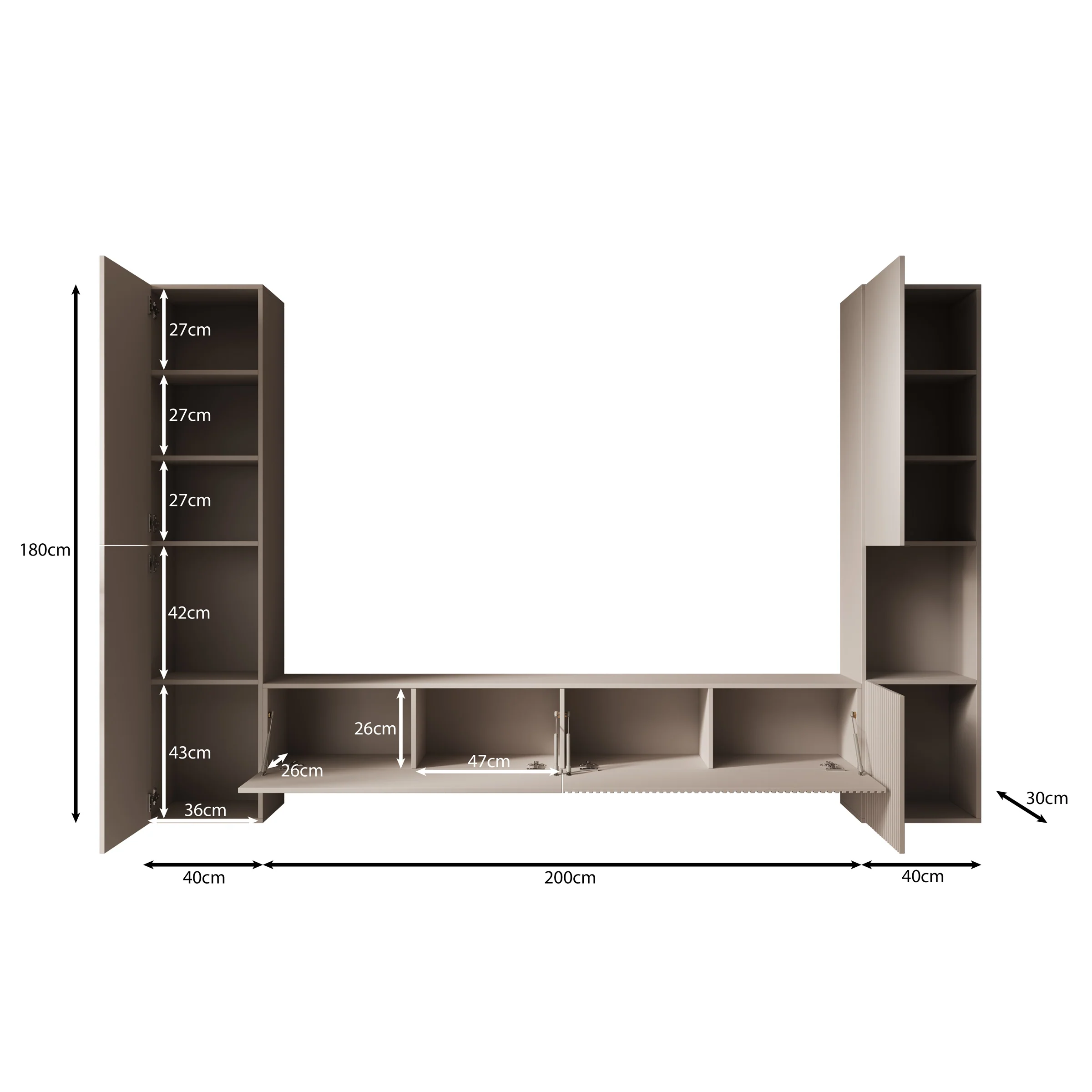 Cruzar - Wandmeubel - Beige - 280x30x180 cm - Image 6