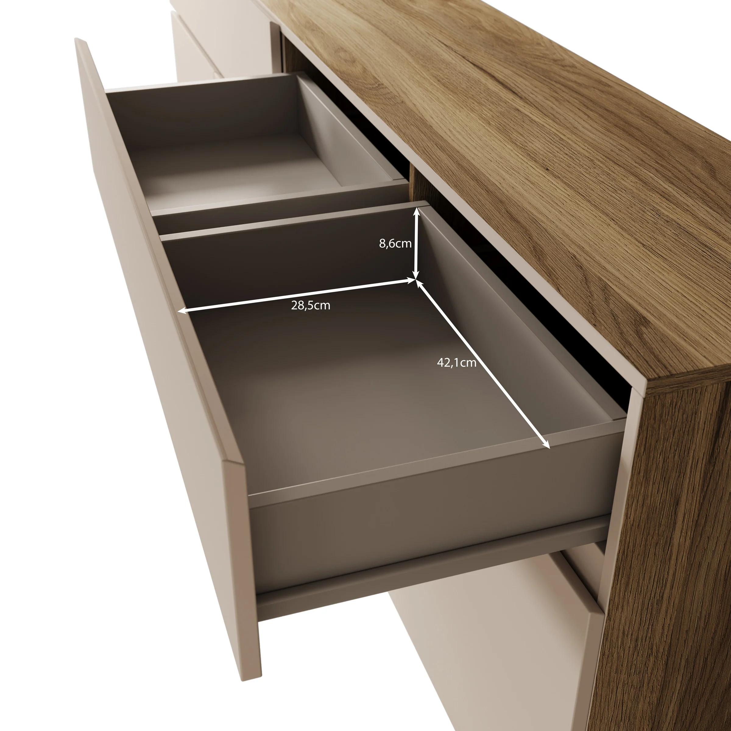 Cumi - Dressoir - Beige/Eikenpatroon - 200x34x64 cm - Image 7