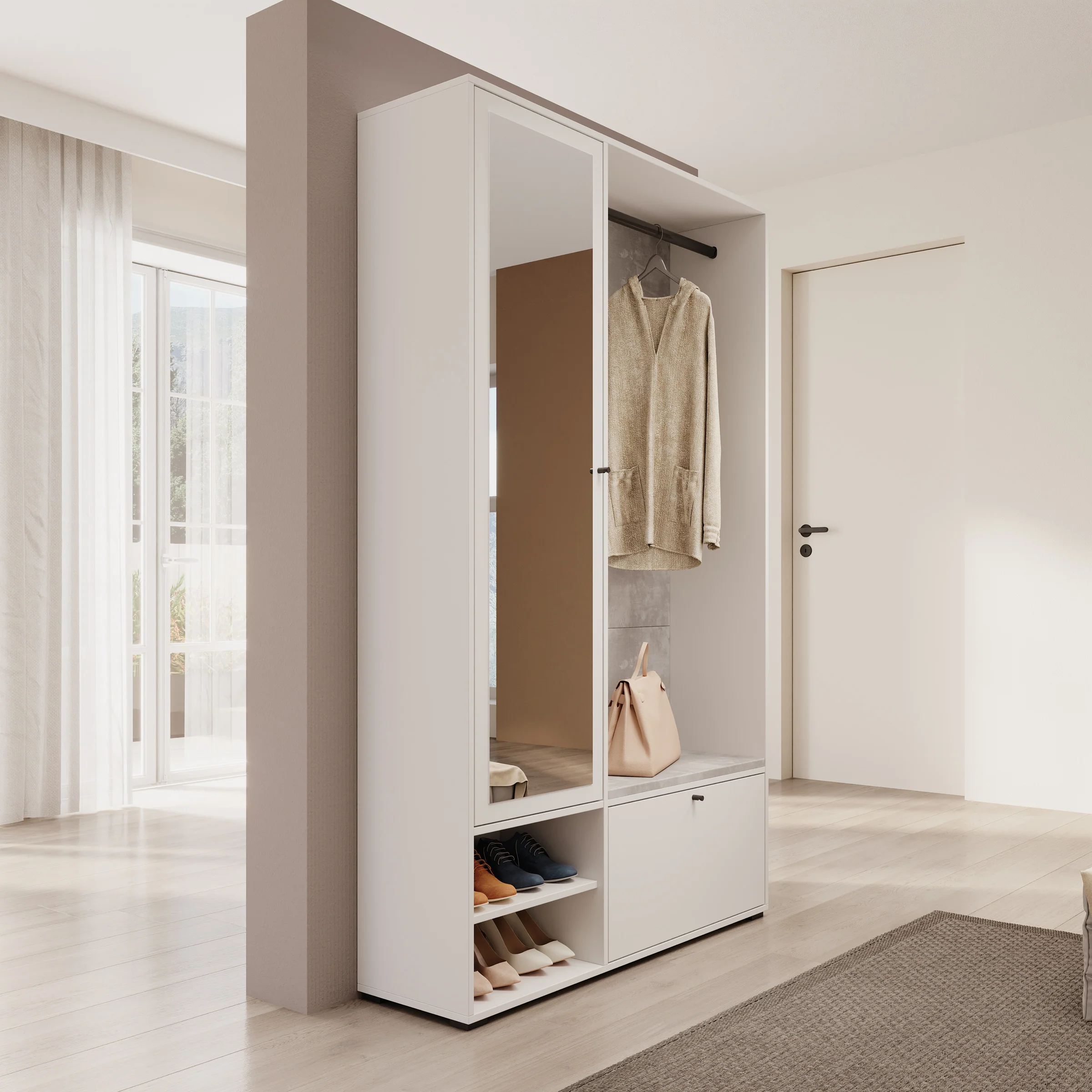 Deacon - Halkast 1 deur - Wit - 117x33x190 cm - Image 4