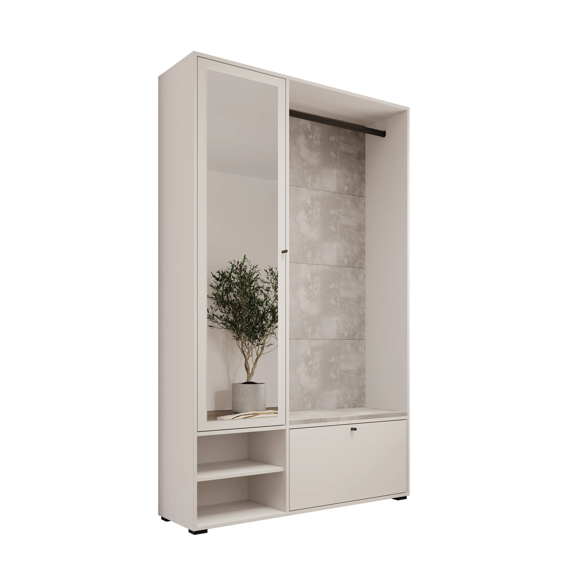Deacon - Halkast 1 deur - Wit - 117x33x190 cm - Image 6