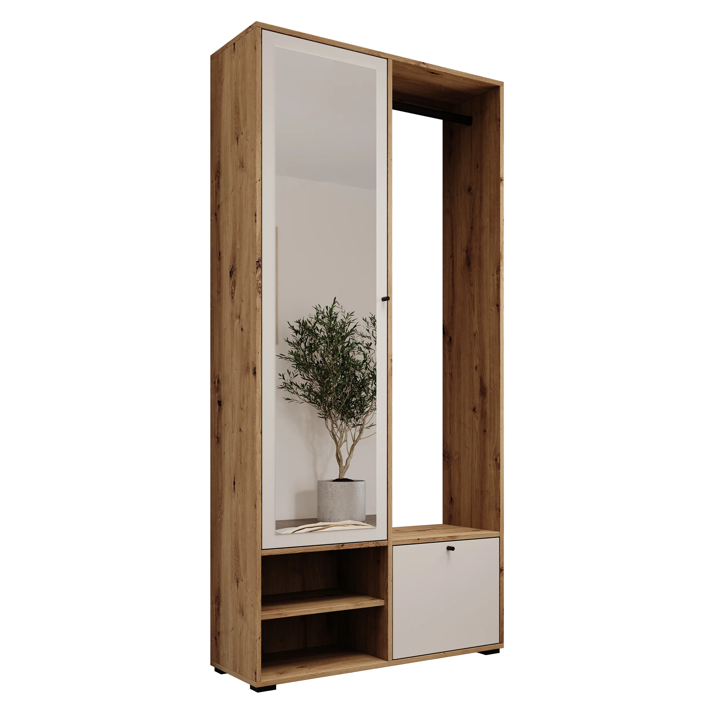Deacon - Halkast met 2 deuren - Eiken/Wit - 90x33x190 cm - Image 6