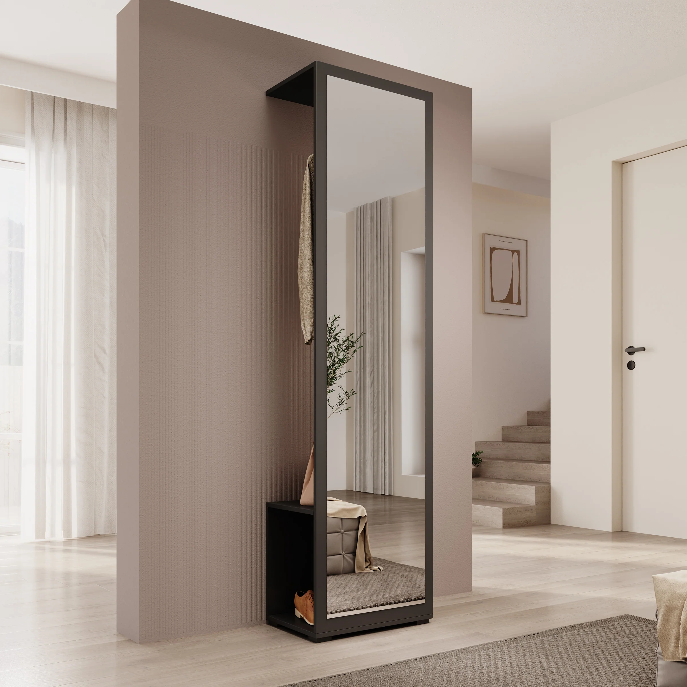 Deacon - Halkast - Zwart - 50x35x190 cm