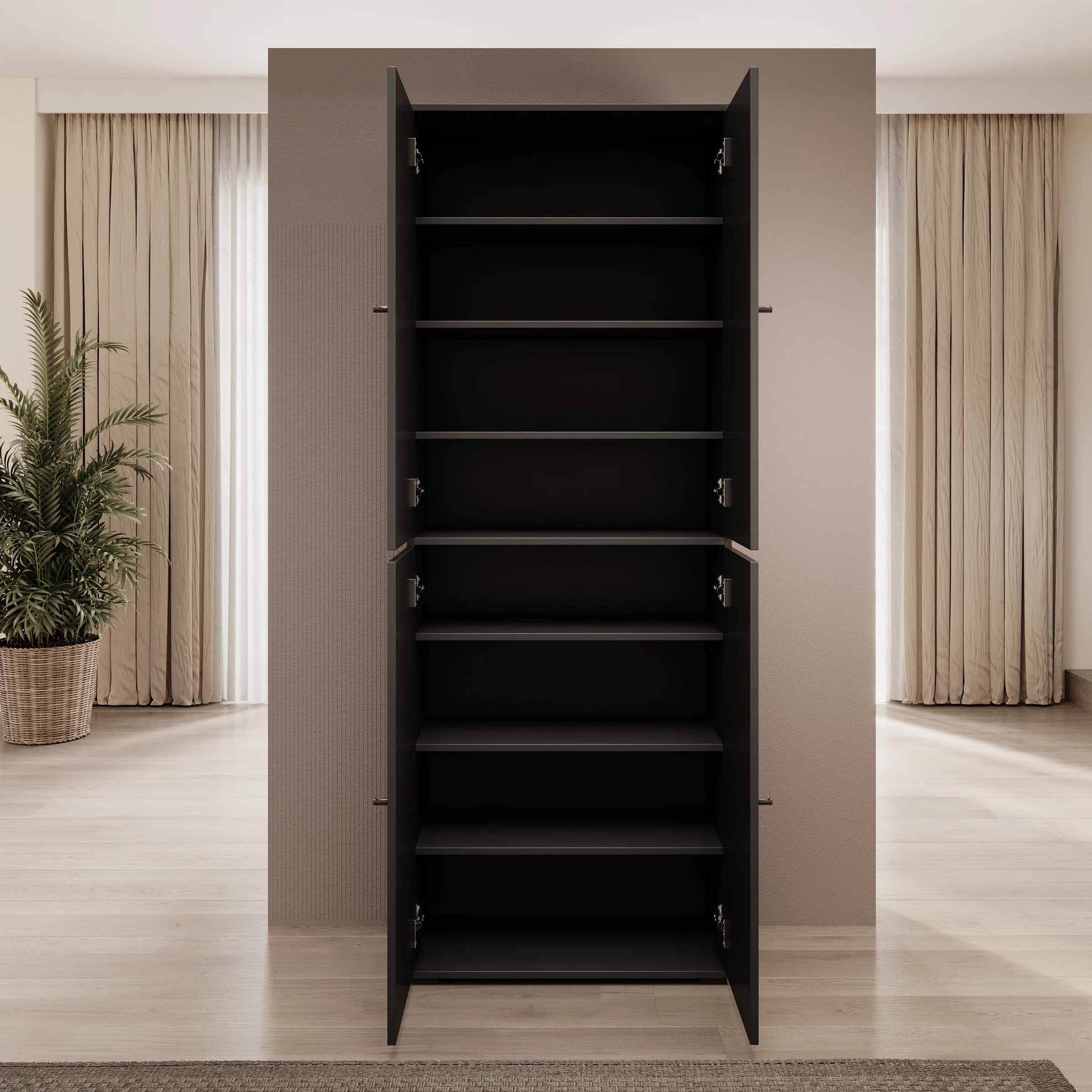 Deacon - Schoenenkast - Zwart - 70x33x190 cm - Image 2