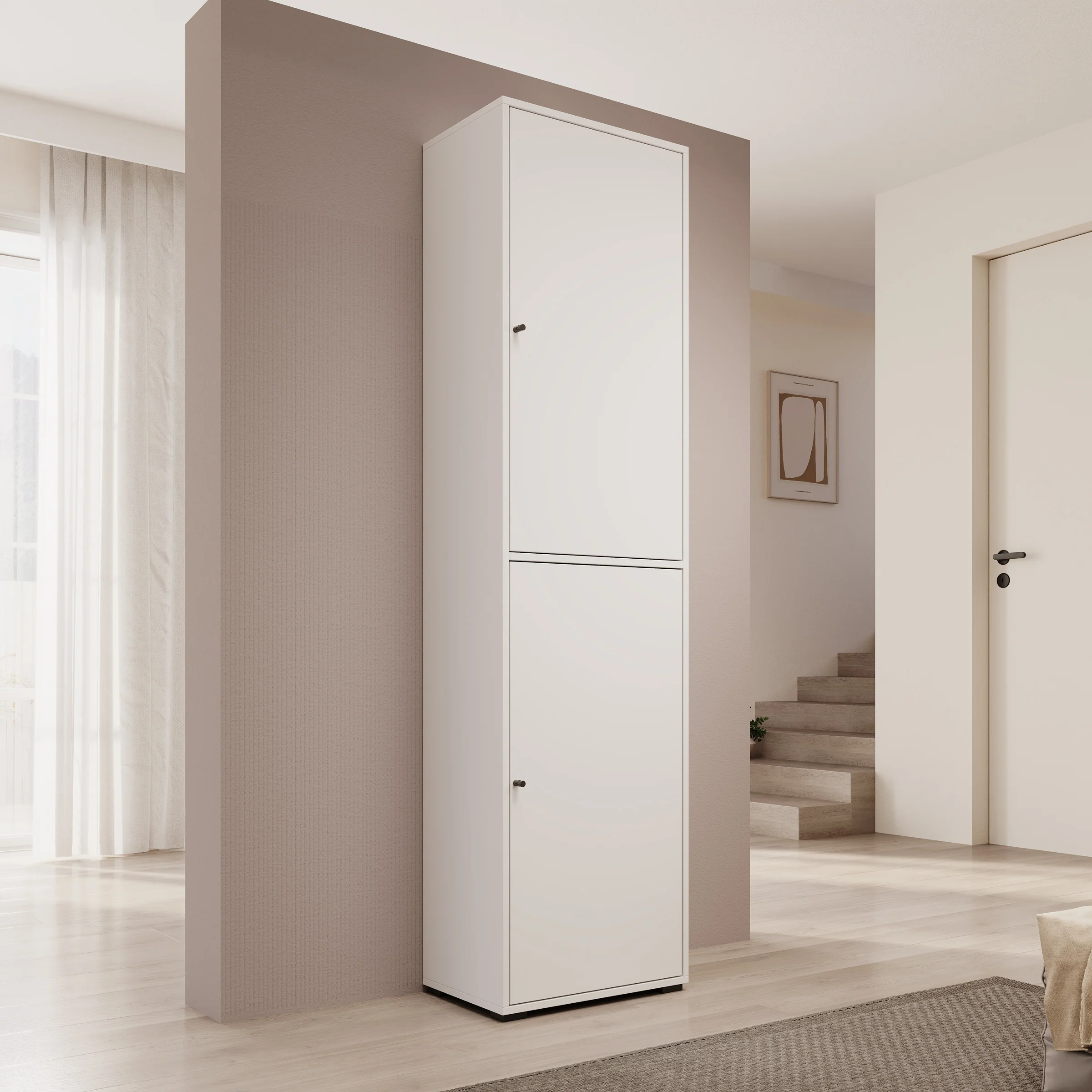 Deacon - Schoenenkast - Wit - 50x33x190 cm