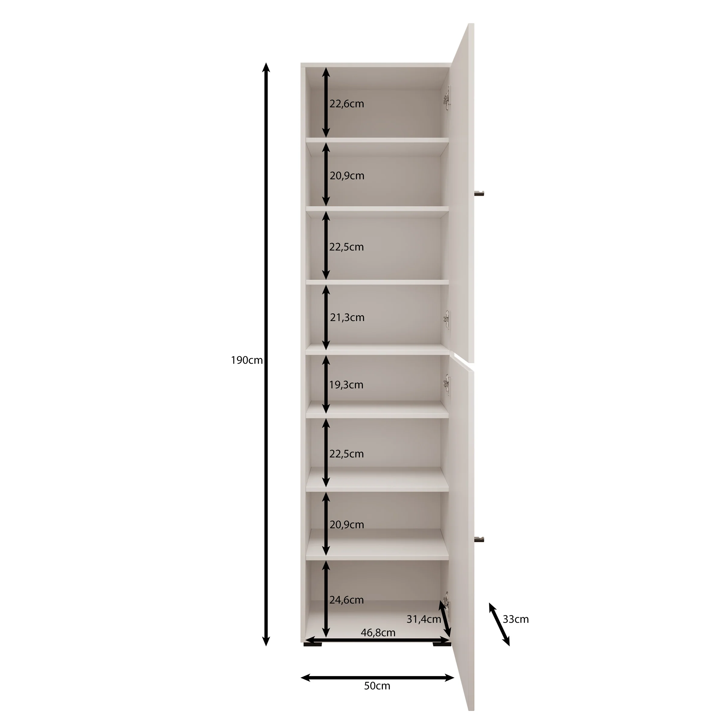 Deacon - Schoenenkast - Zwart - 50x33x190 cm - Image 5