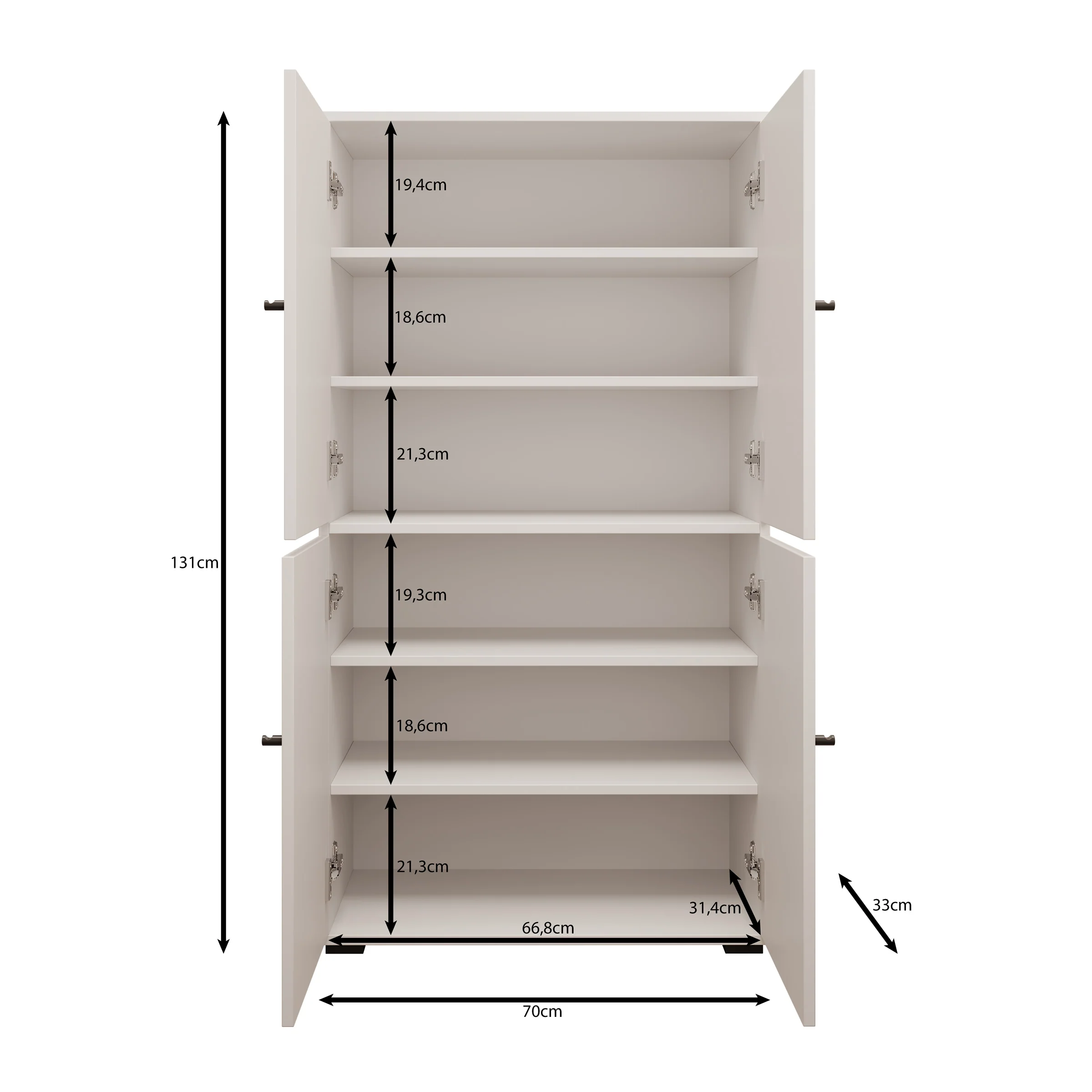 Deacon - Schoenenkast - Zwart - 70x33x131 cm - Image 5