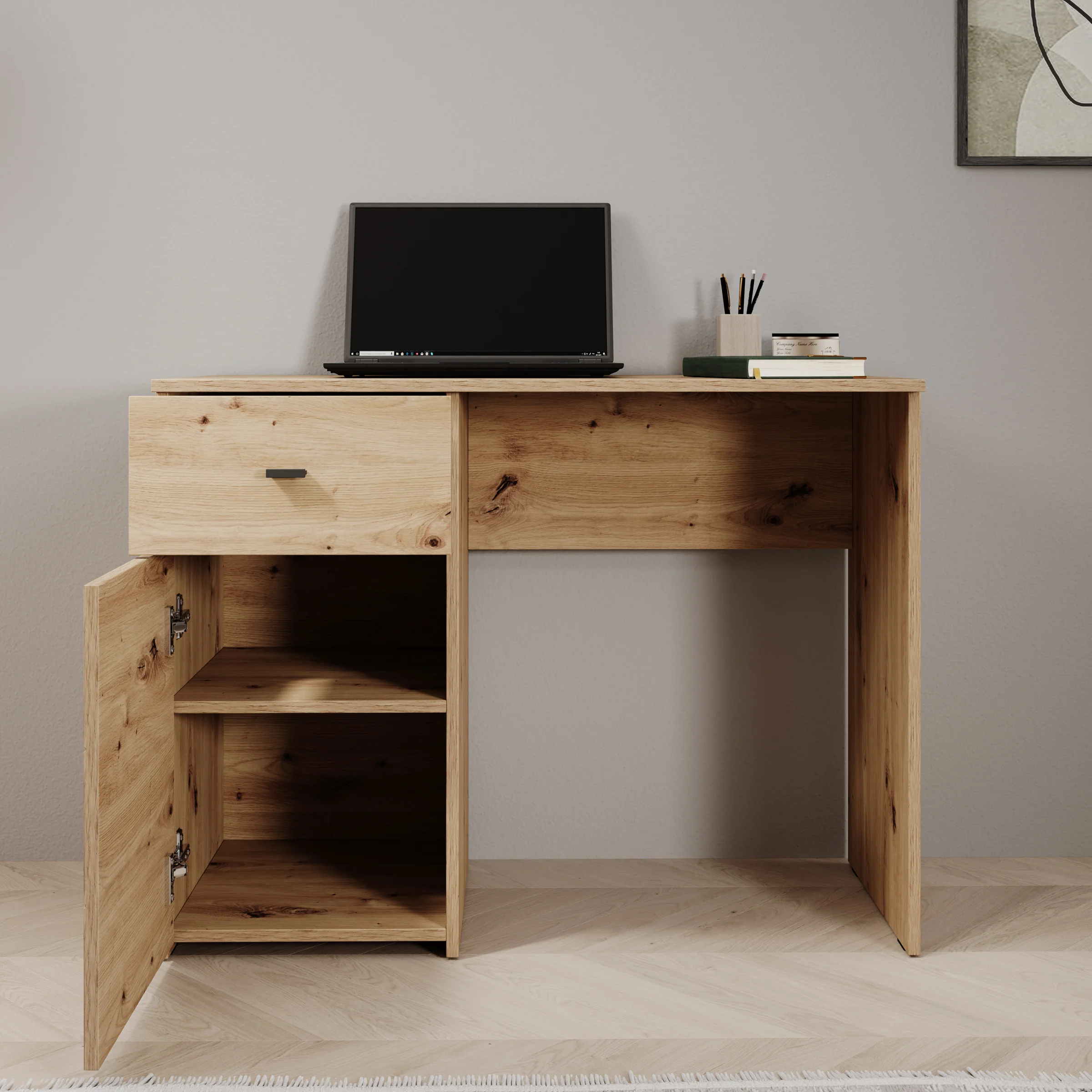 Denso - Bureau - Eikenpatroon - 98x45x74 cm - Image 2