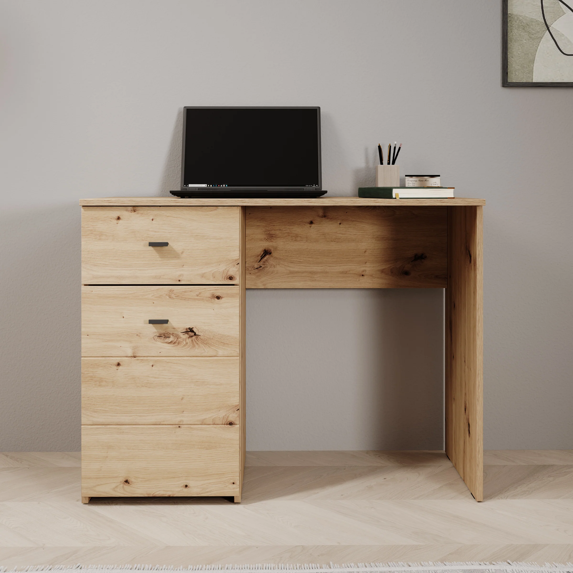 Denso - Bureau - Eikenpatroon - 98x45x74 cm - Image 3