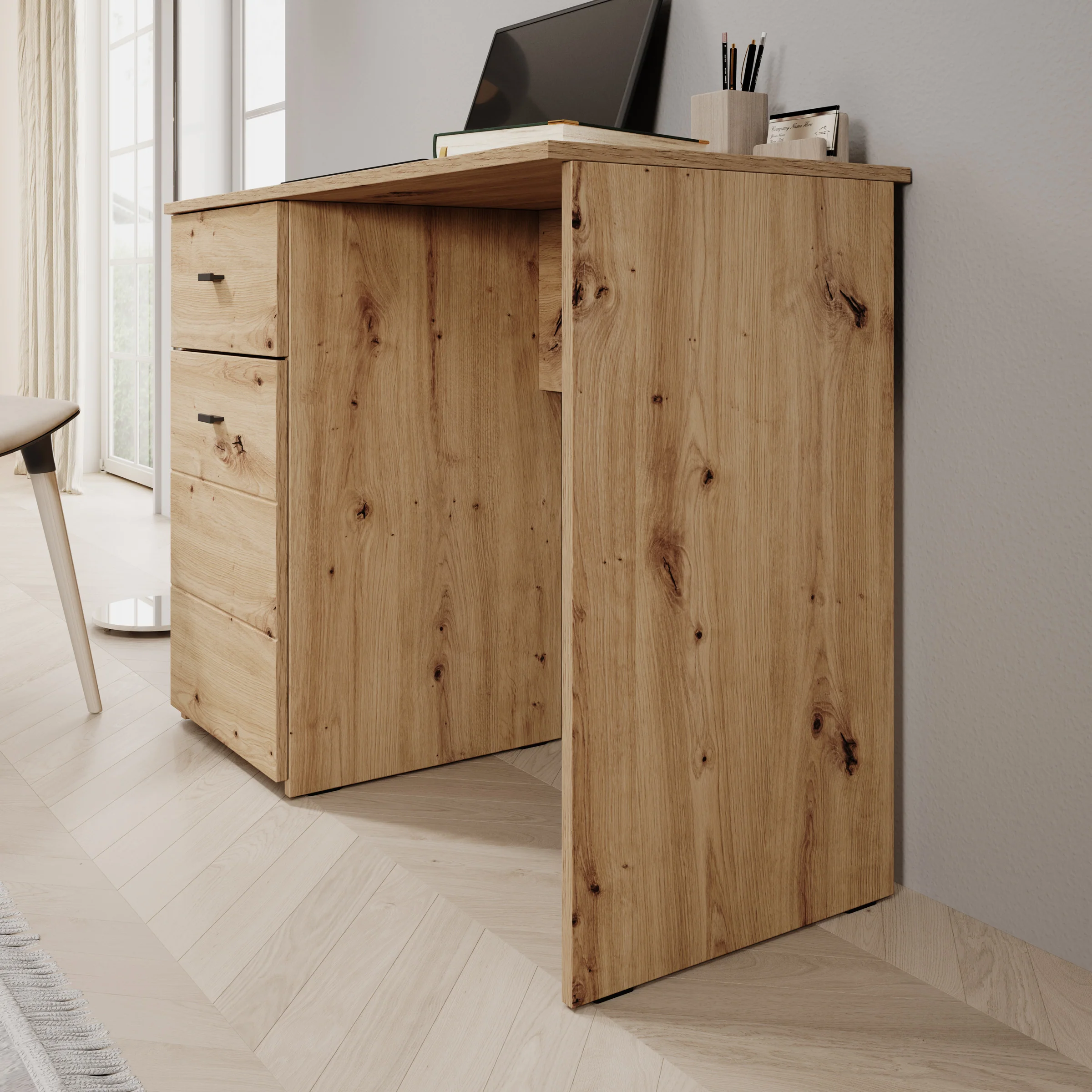 Denso - Bureau - Eikenpatroon - 98x45x74 cm - Image 4