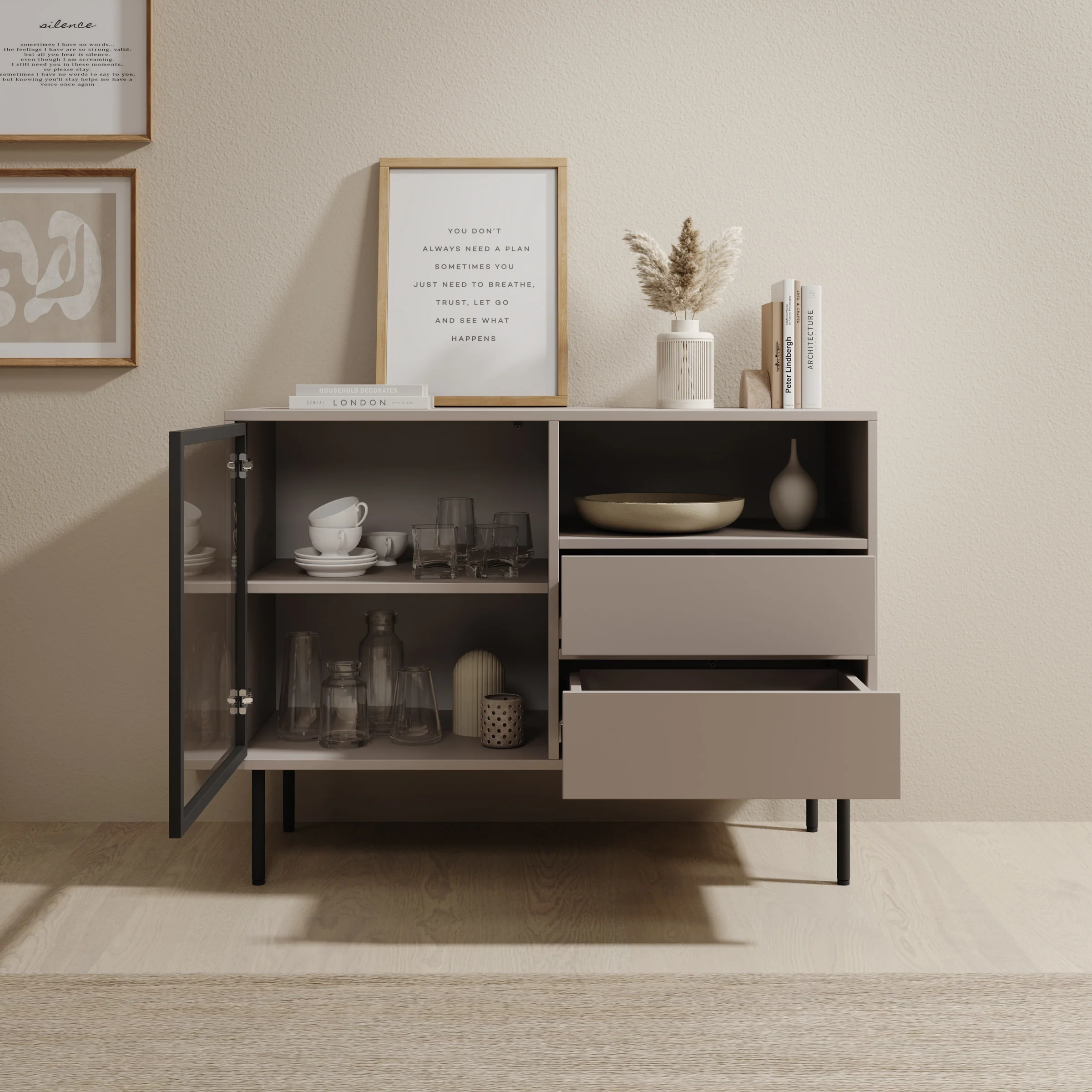 Dimora - Dressoir - Beige - 100x40x80 cm - Image 2