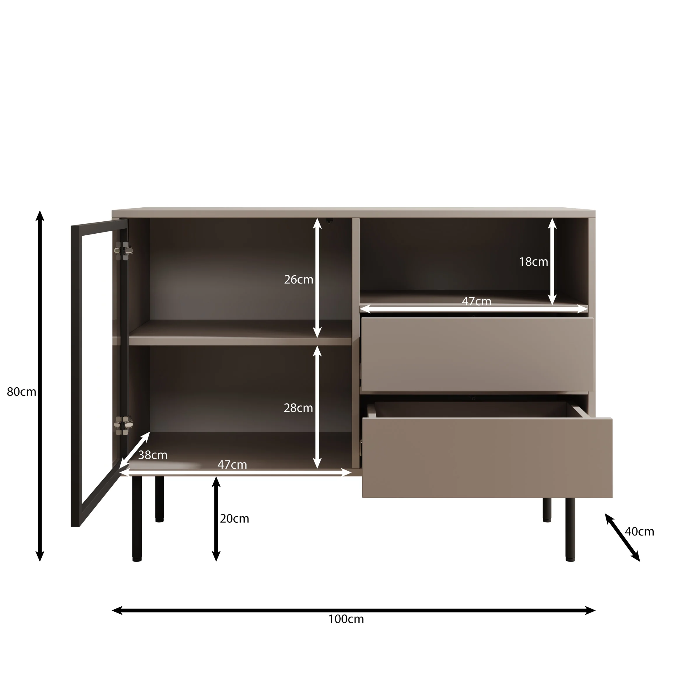 Dimora - Dressoir - Beige - 100x40x80 cm - Image 6