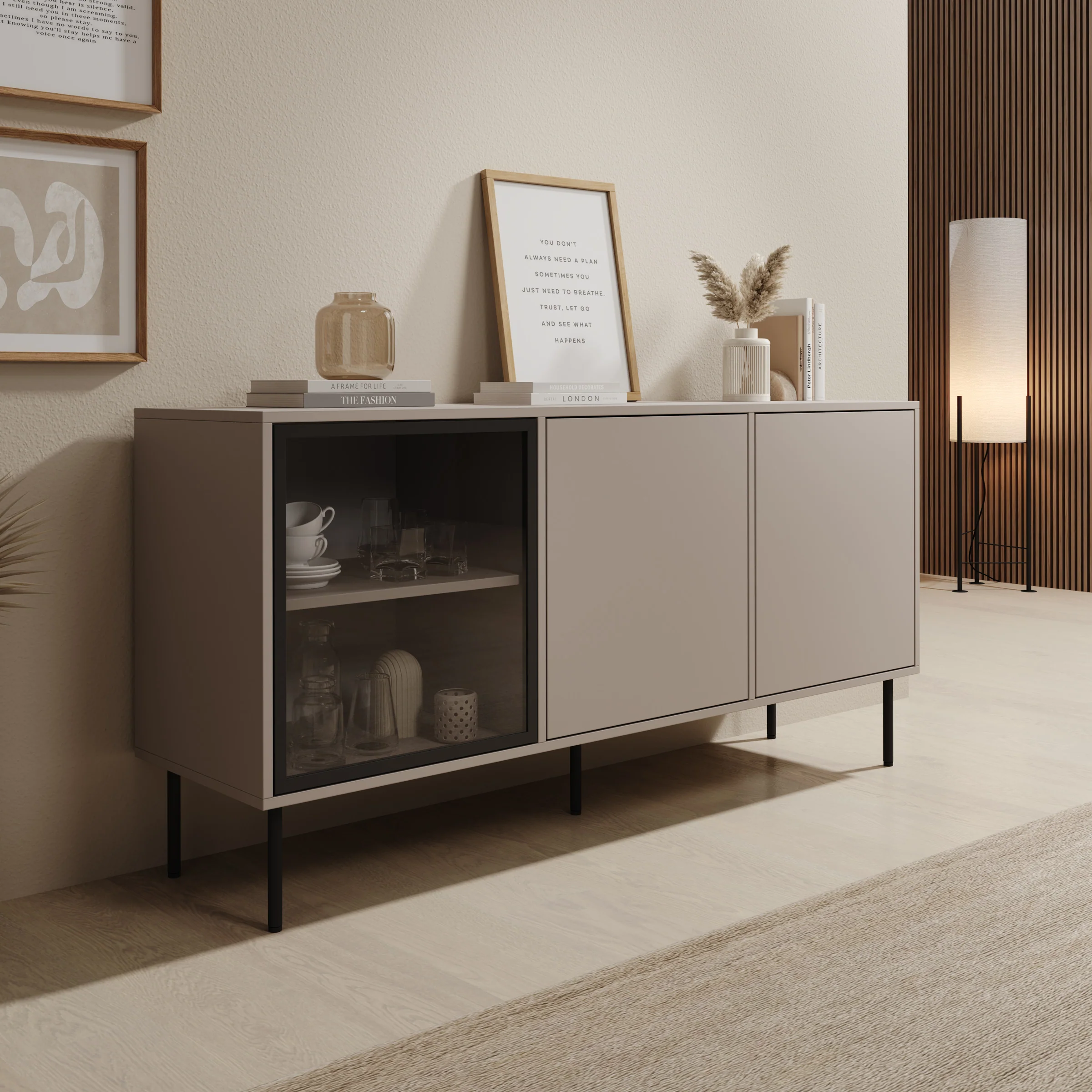 Dimora - Dressoir - Beige - 151x40x75 cm
