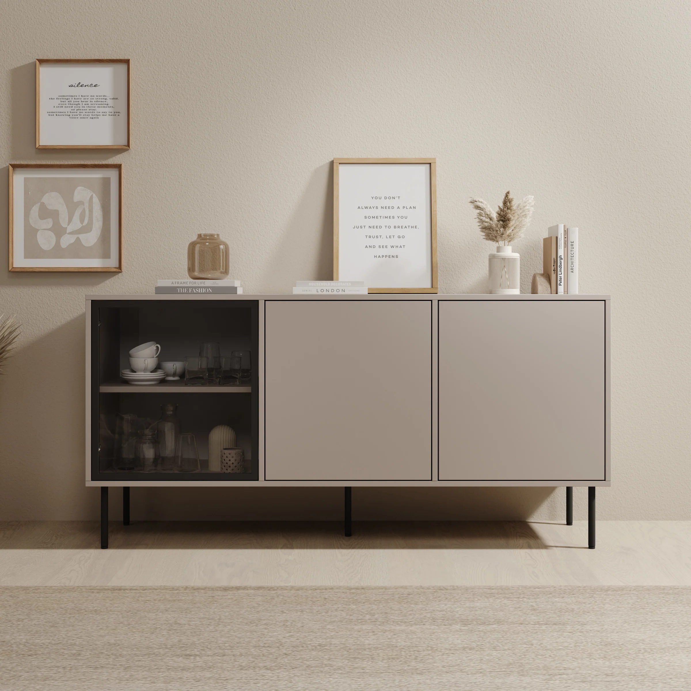 Dimora - Dressoir - Beige - 151x40x75 cm - Image 3
