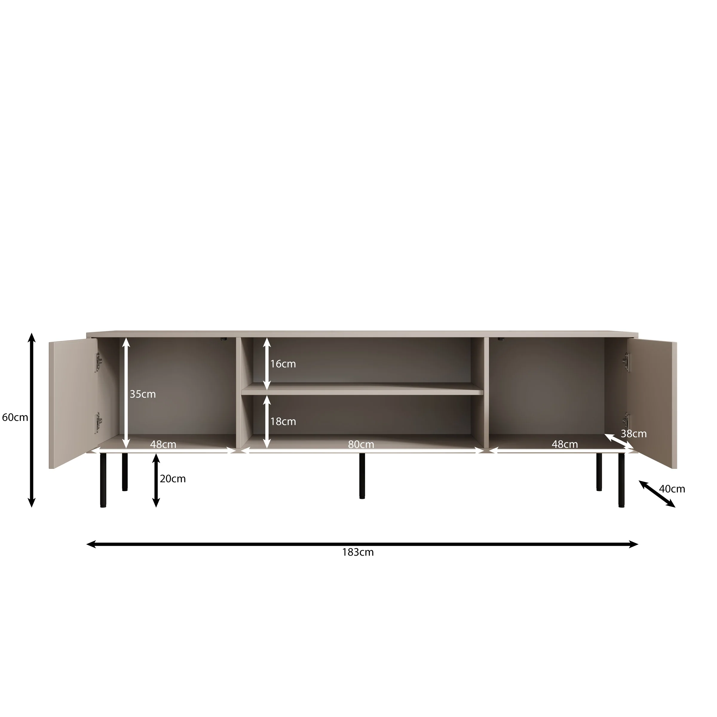 Dimora - TV-Meubel - Beige - 183x40x60 cm - Image 6