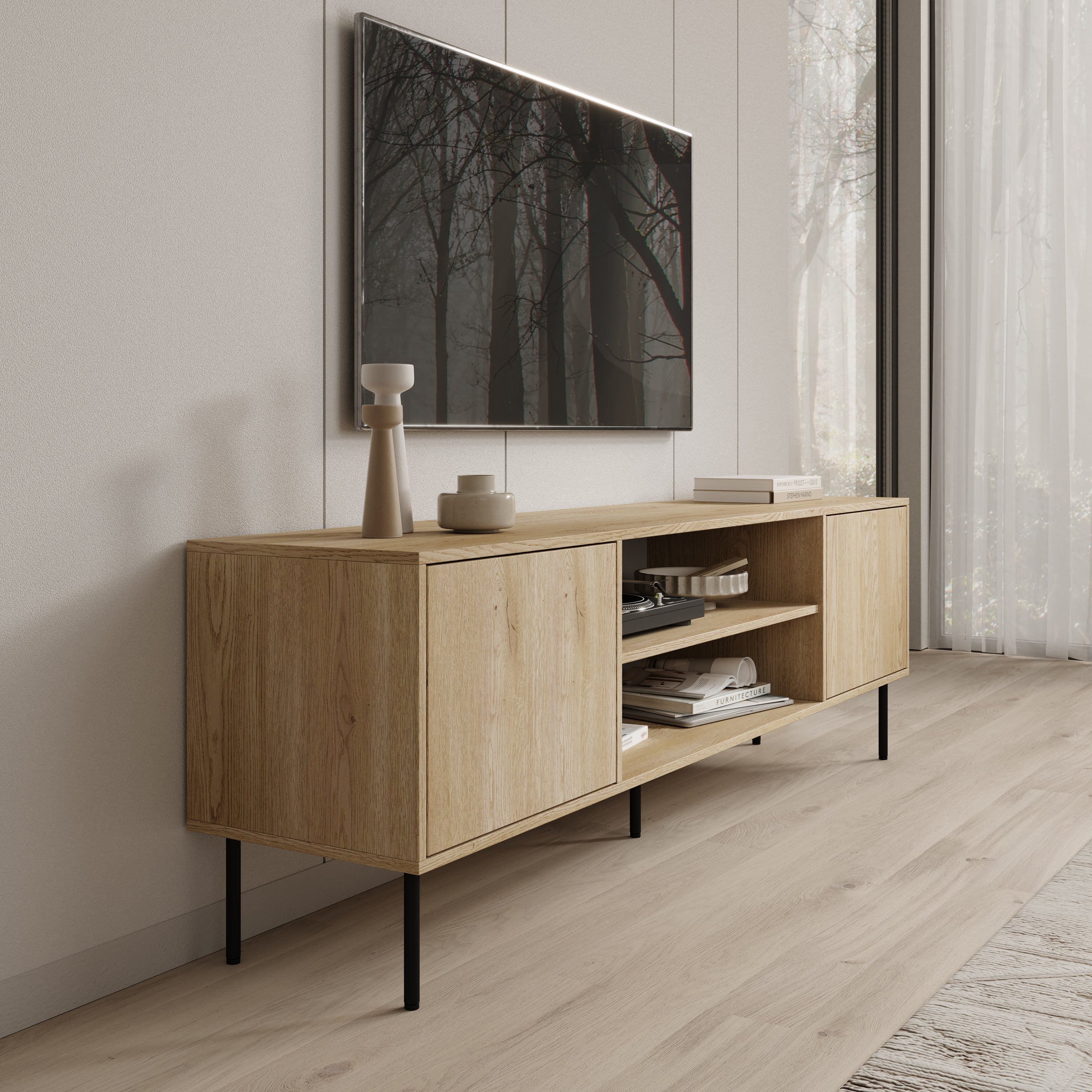Dimora - TV-Meubel - Eikenpatroon - 183x40x60 cm - Image 4