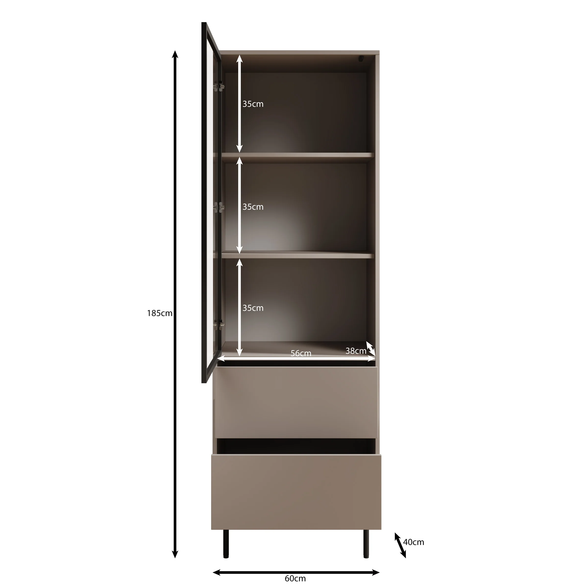 Dimora - Vitrinekast - Eikenpatroon - 60x40x185 cm - Image 5