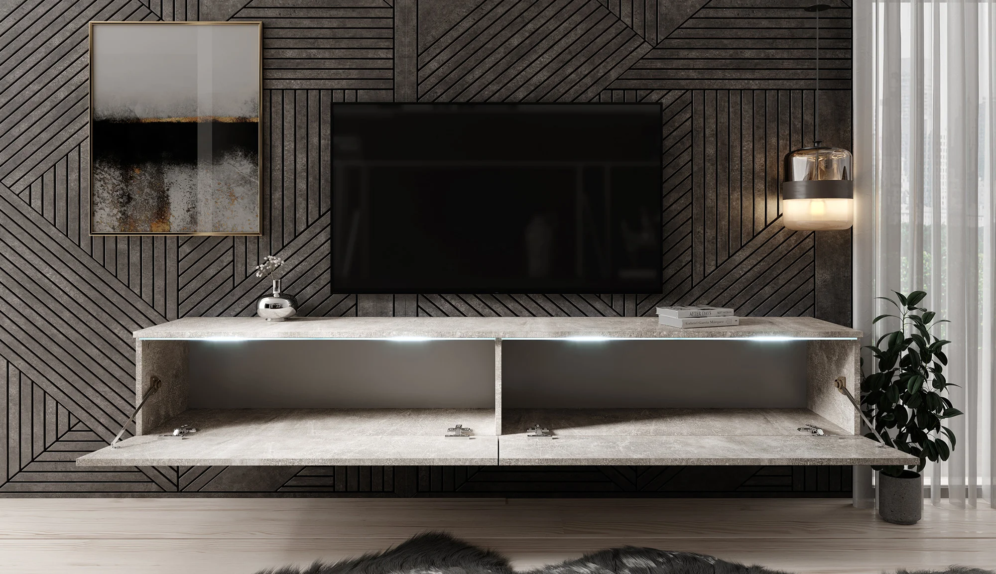 Dixon - TV-Meubel - Betonlook  - 180 cm - Image 4