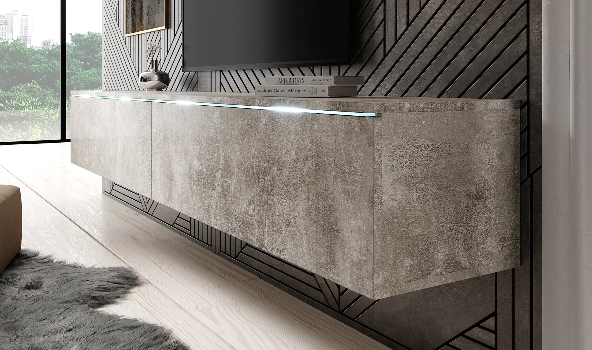 Dixon - TV-Meubel - Betonlook  - 180 cm - Image 5