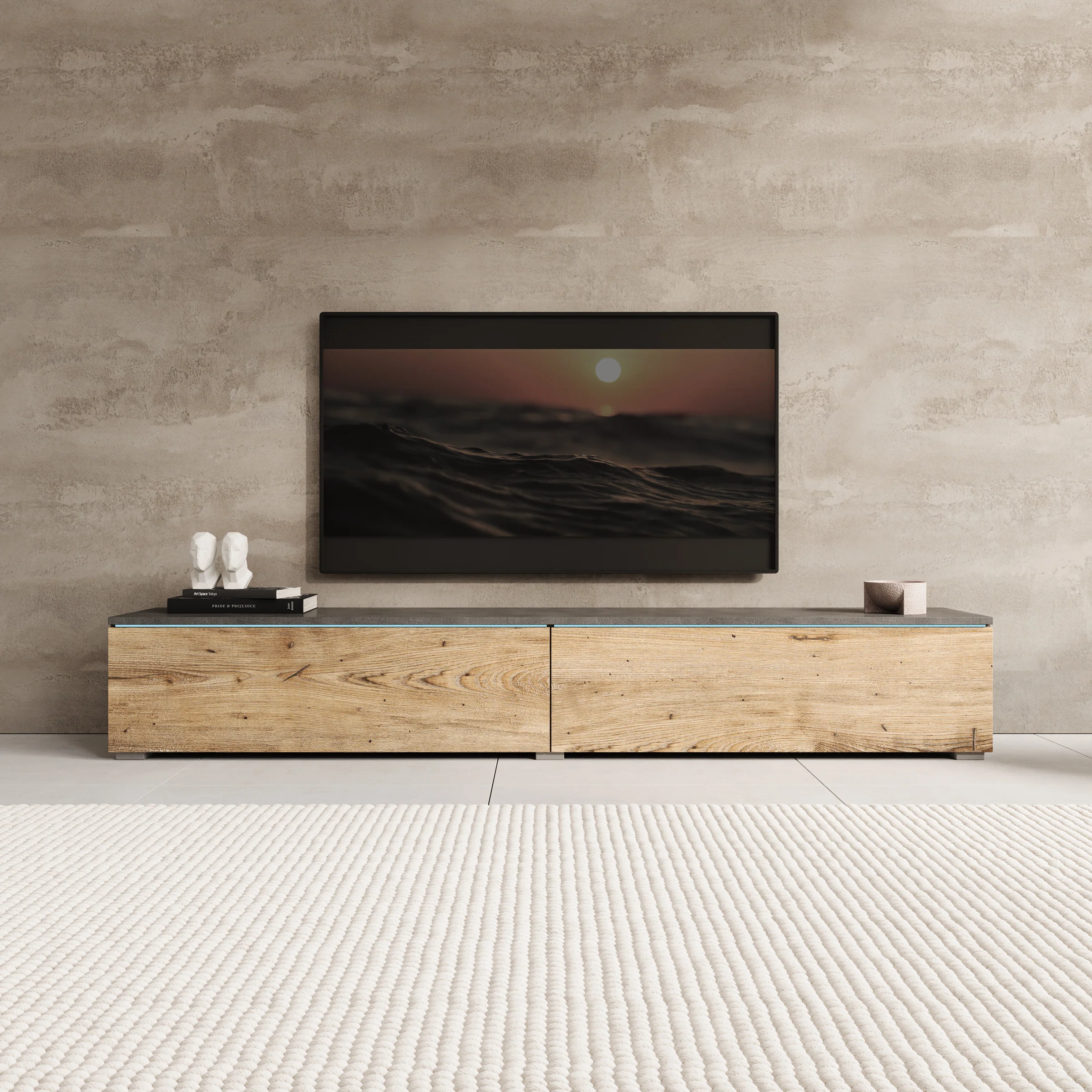 Dixon - TV-Meubel - Eiken/Grijs - 180x33x30 cm - Image 6