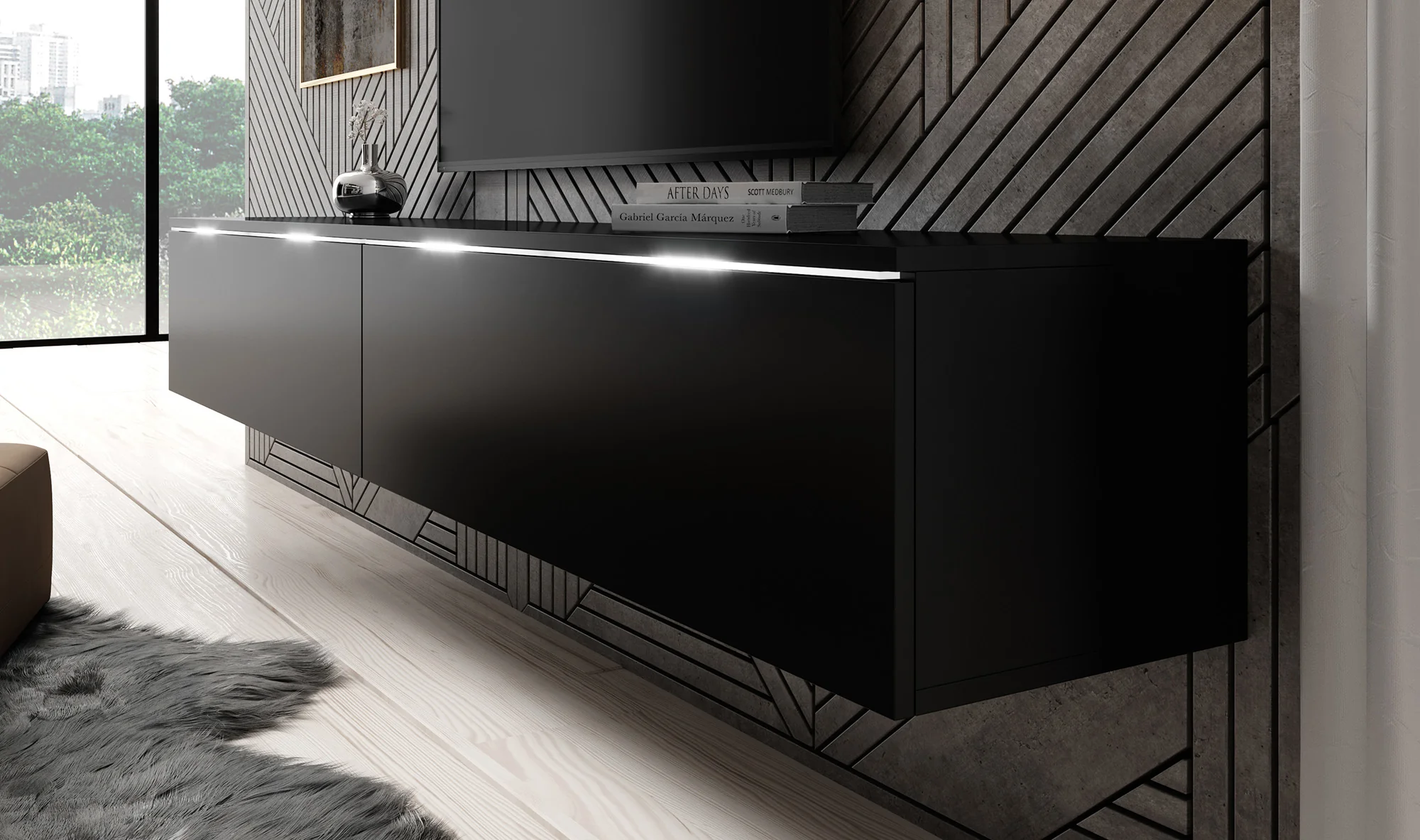 Dixon - TV-Meubel - Mat zwart - 180 cm - Image 5