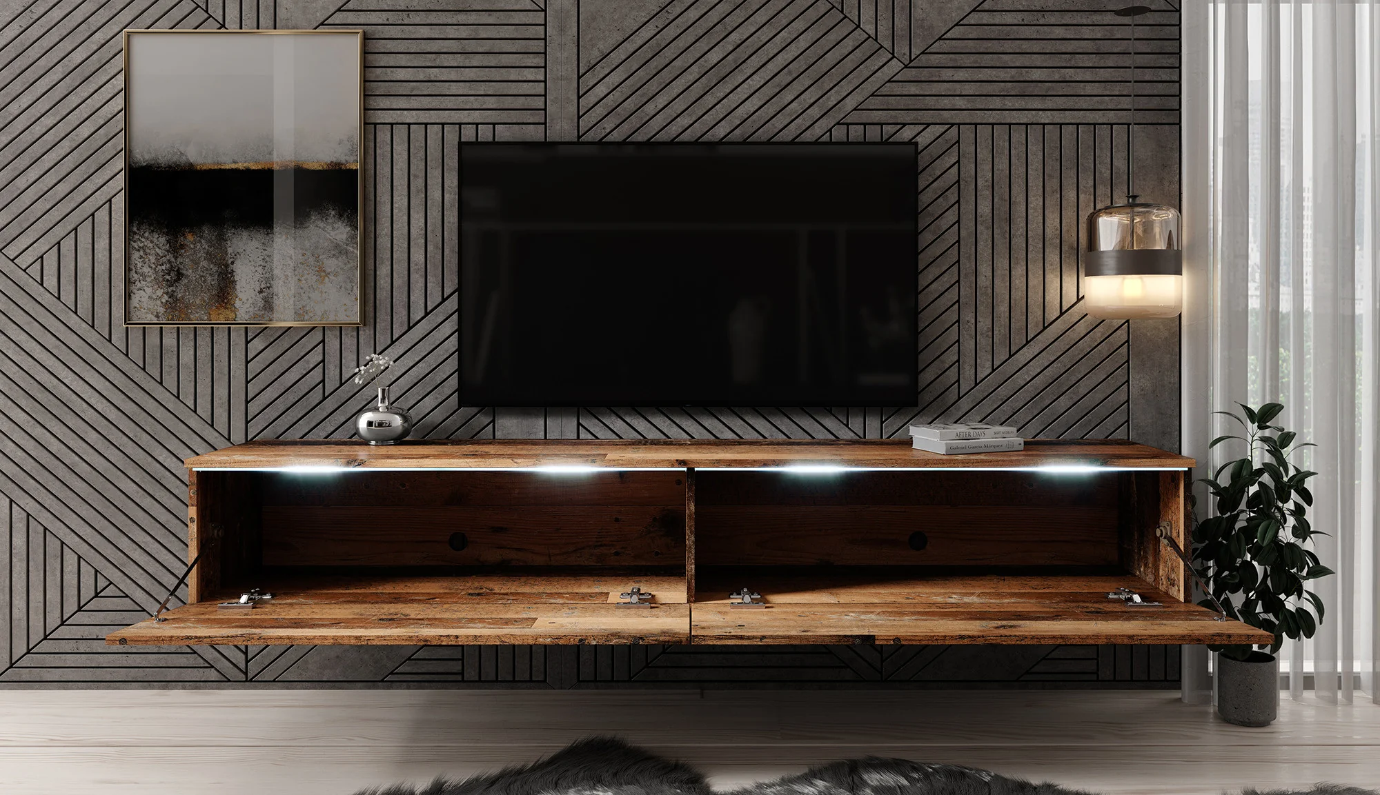 Dixon - TV-Meubel - Old wood - 180 cm - Image 4