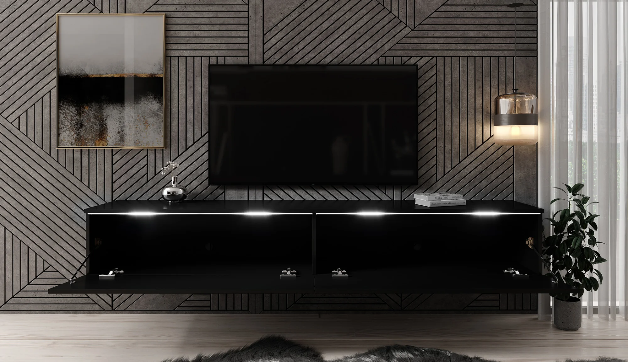 Dixon - TV-Meubel - Zwart - 180 cm - Image 4