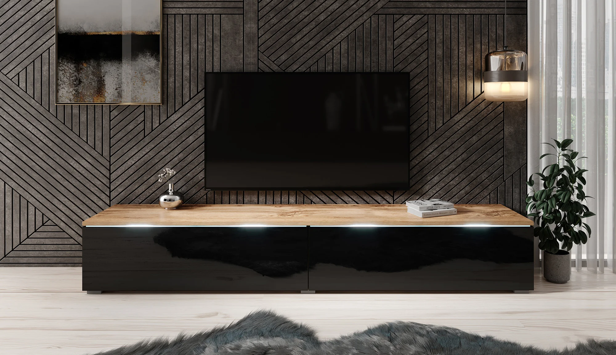 Dixon - TV-Meubel - Zwart/eiken - 180 cm - Image 3