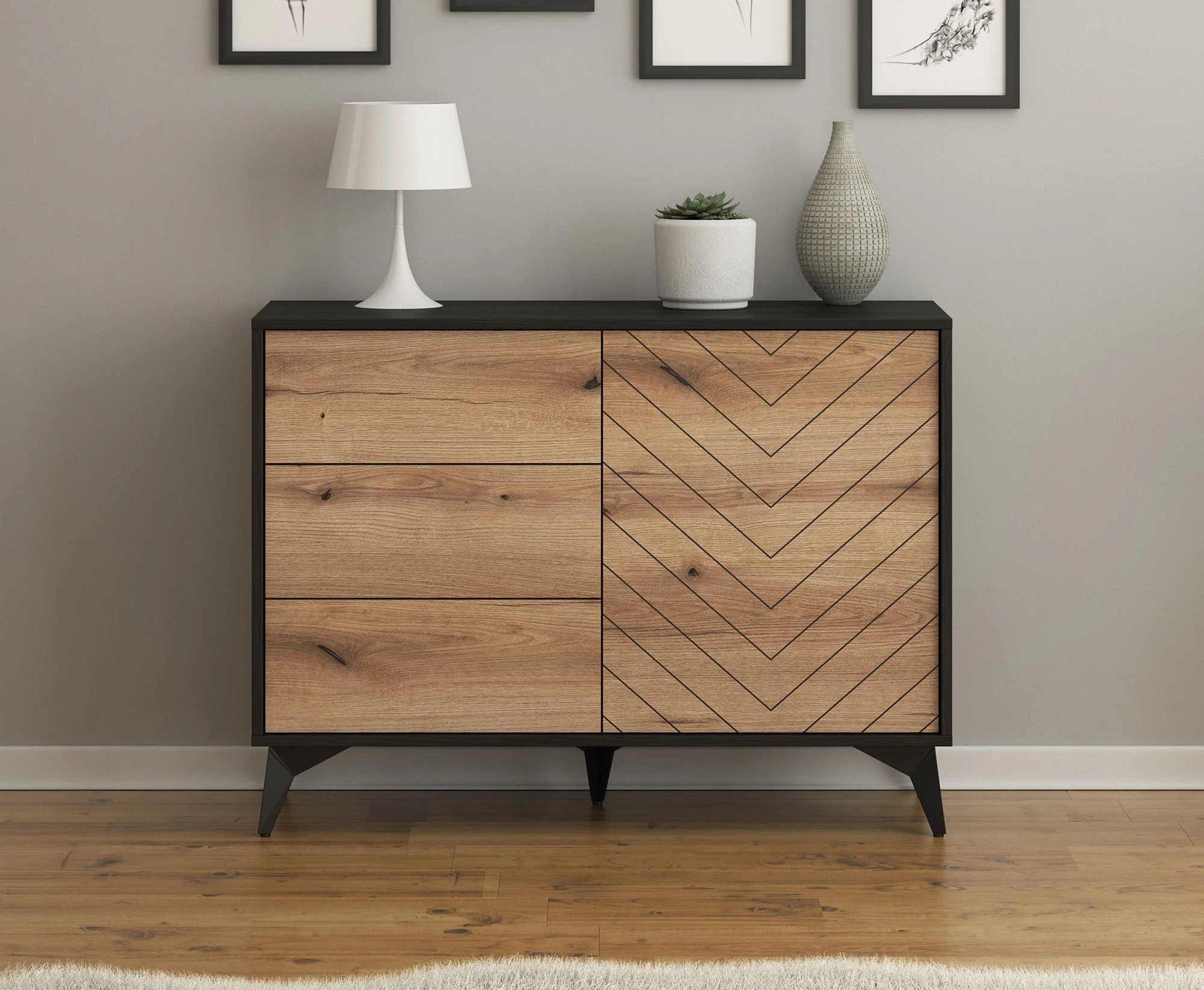 Dolores 3 - Dressoir - Eiken/zwart - 104x39x77 cm - Image 2