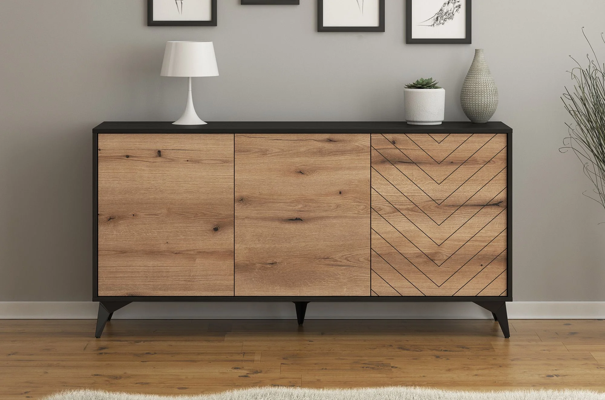 Dolores - Dressoir - Eiken/zwart - 154x39x77 cm - Image 2