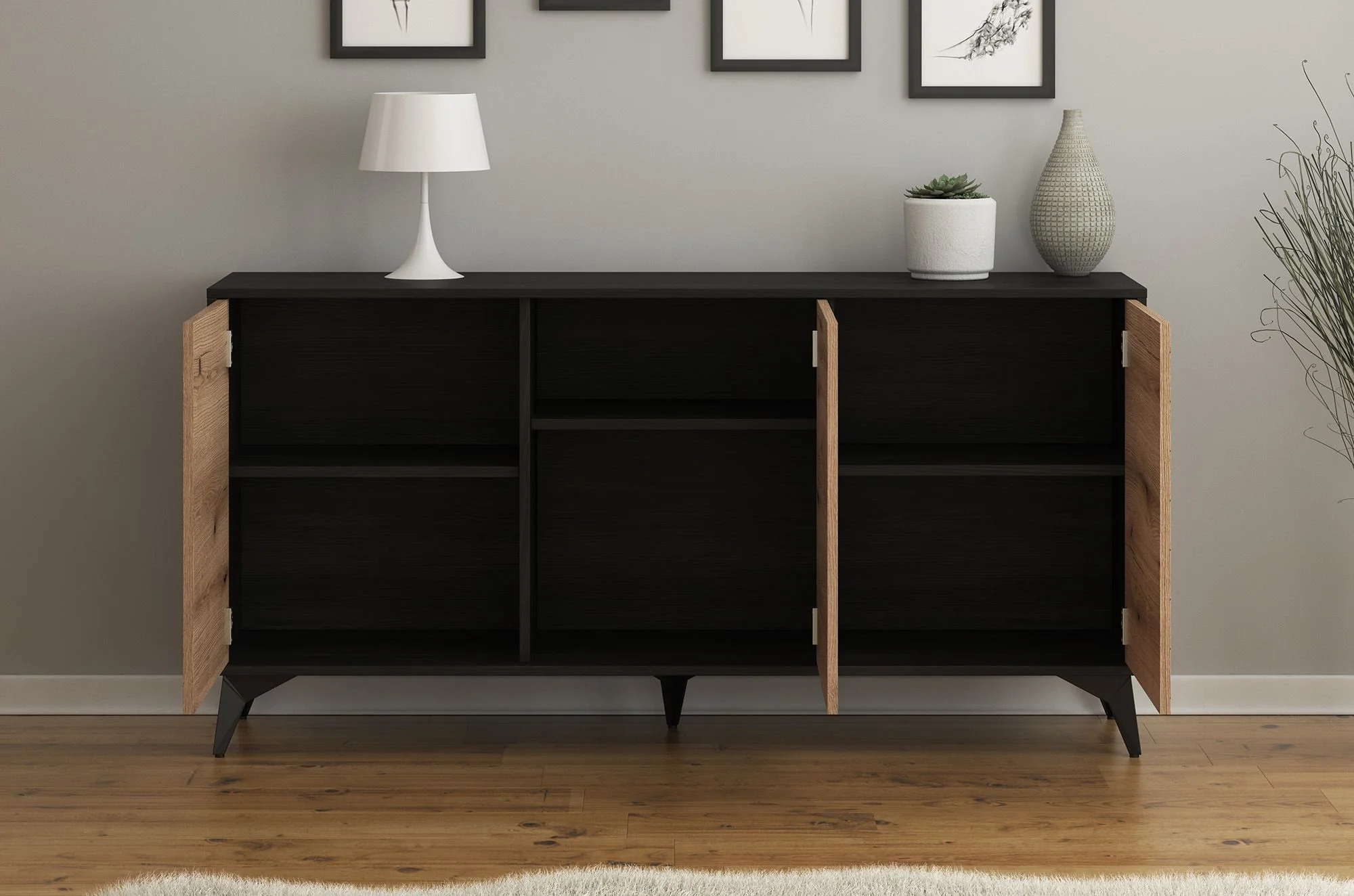Dolores - Dressoir - Eiken/zwart - 154x39x77 cm - Image 3