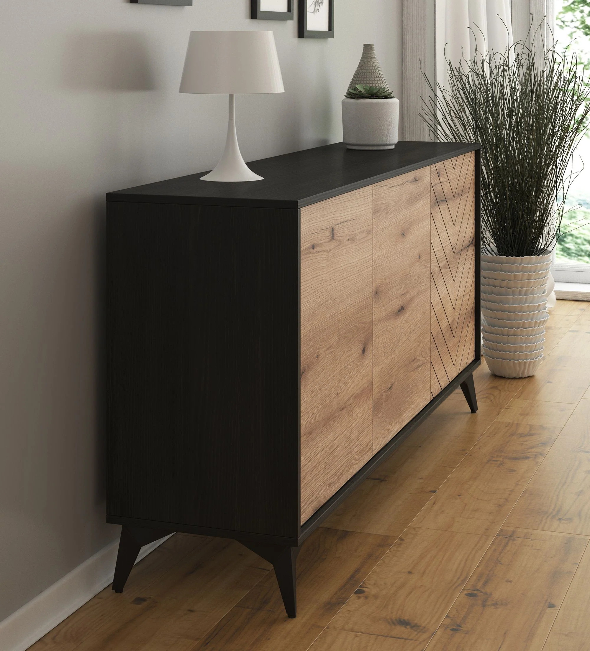 Dolores - Dressoir - Eiken/zwart - 154x39x77 cm - Image 4