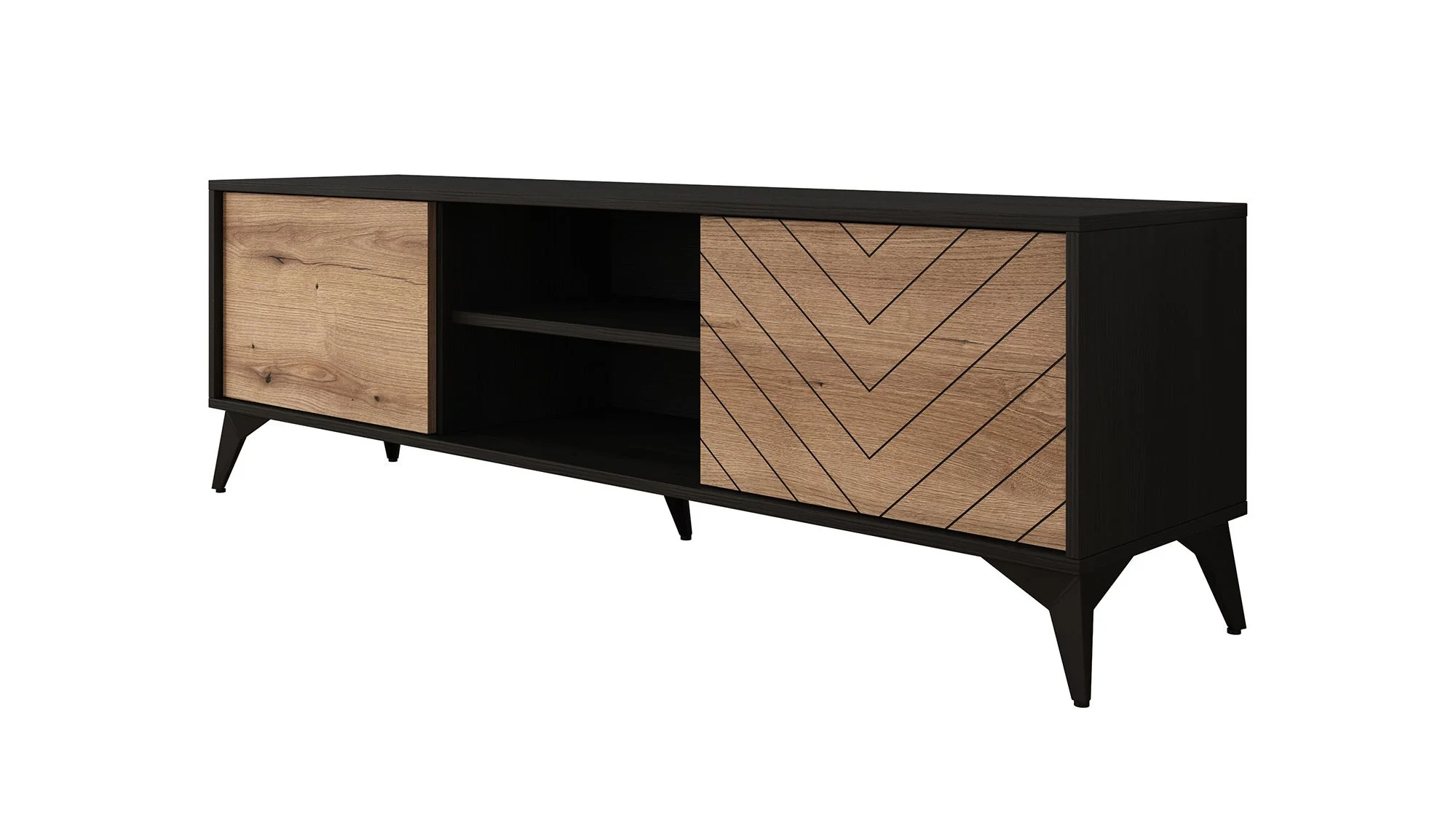 Dolores - TV-Meubel - Eiken/zwart - 154 cm - Image 6