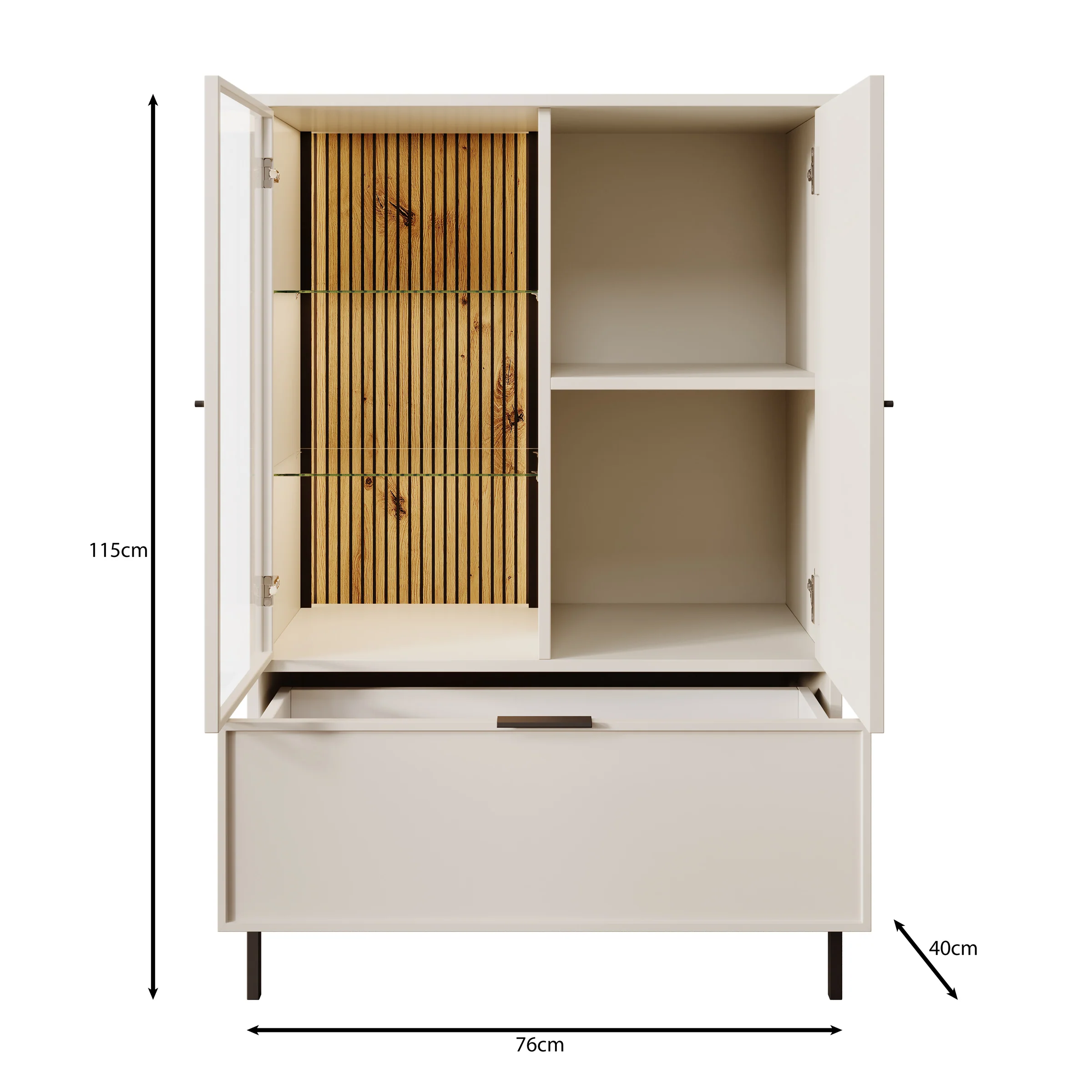 Dominica - Vitrinekast - Beige - 76x40x115 cm - Image 5