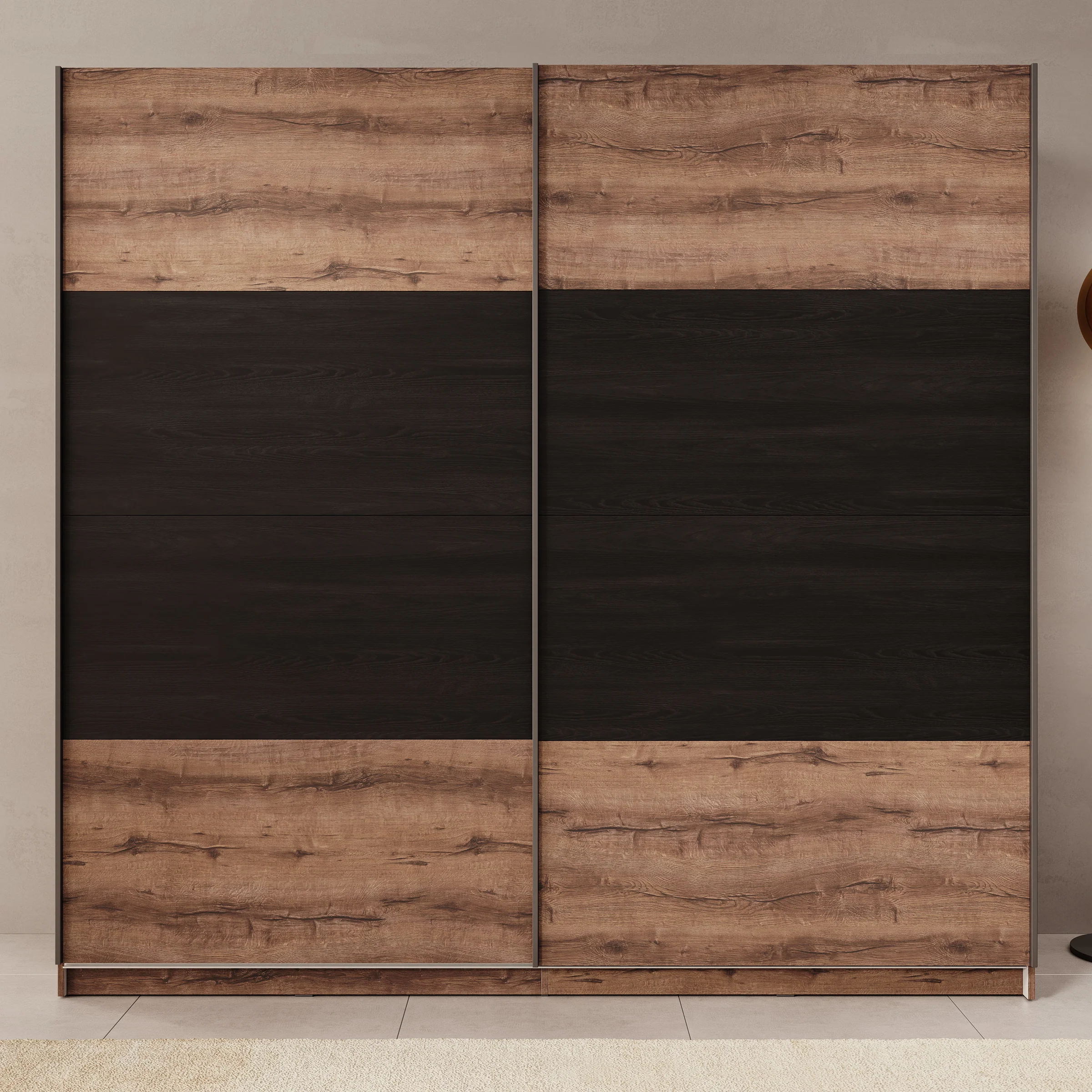 Duvano - Kledingkast 2 schuifdeuren - Eikenpatroon - 220x61x210 cm - Image 3