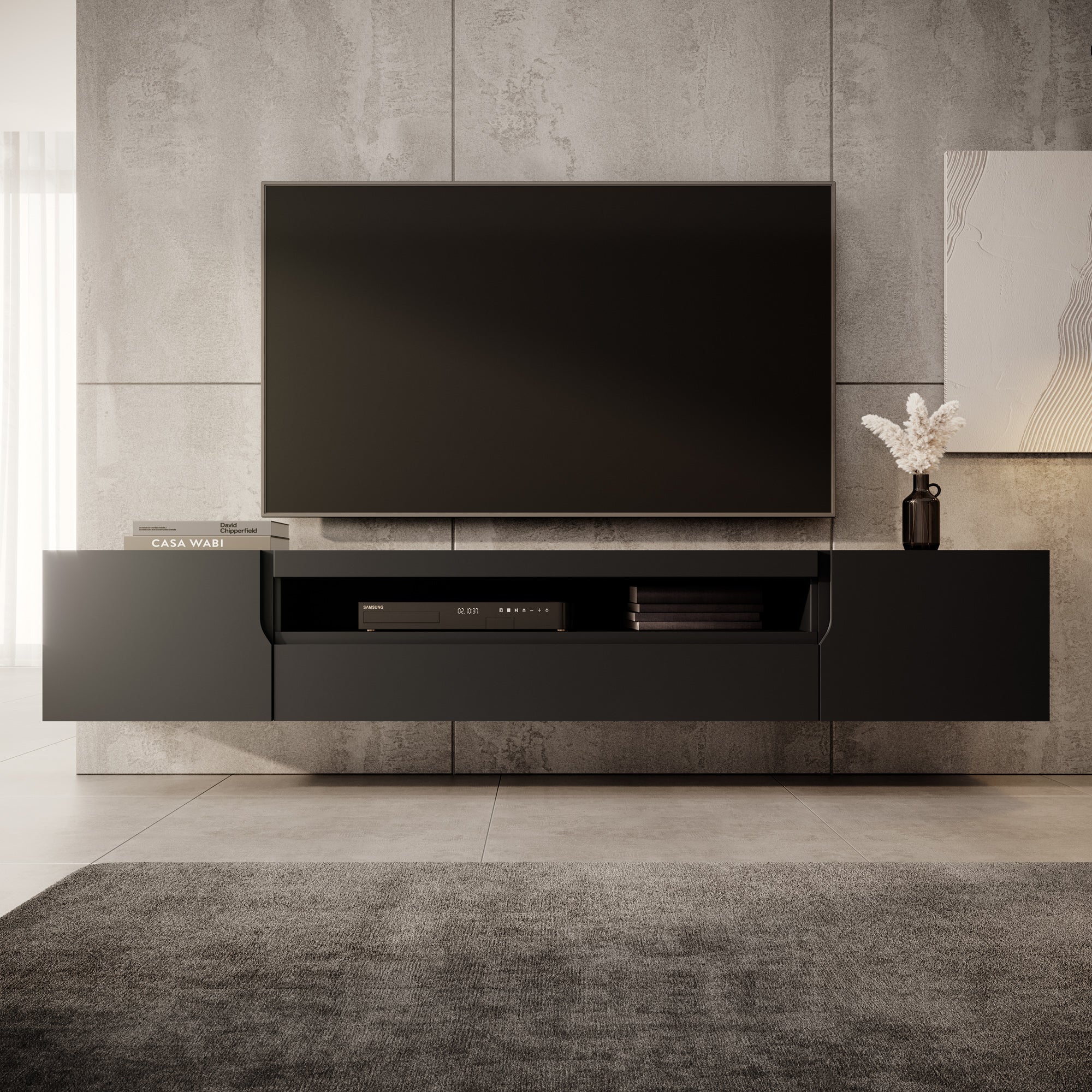 Dylan - TV-Meubel - Mat zwart - 200x37x36 cm - Image 3