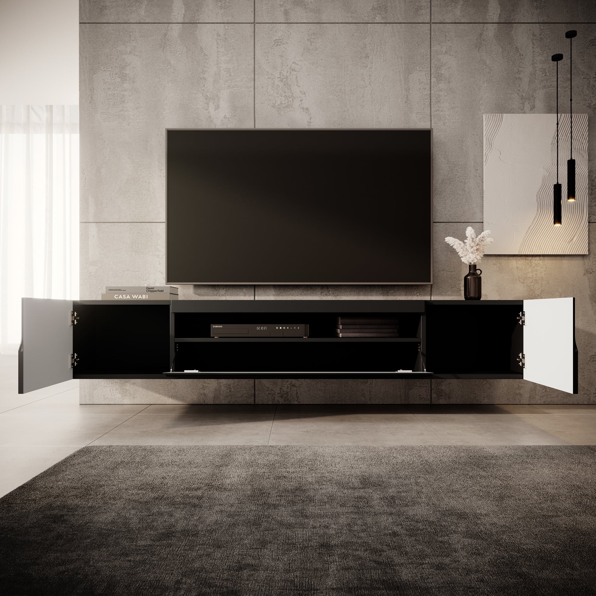 Dylan - TV-Meubel - Mat zwart - 200x37x36 cm - Image 4