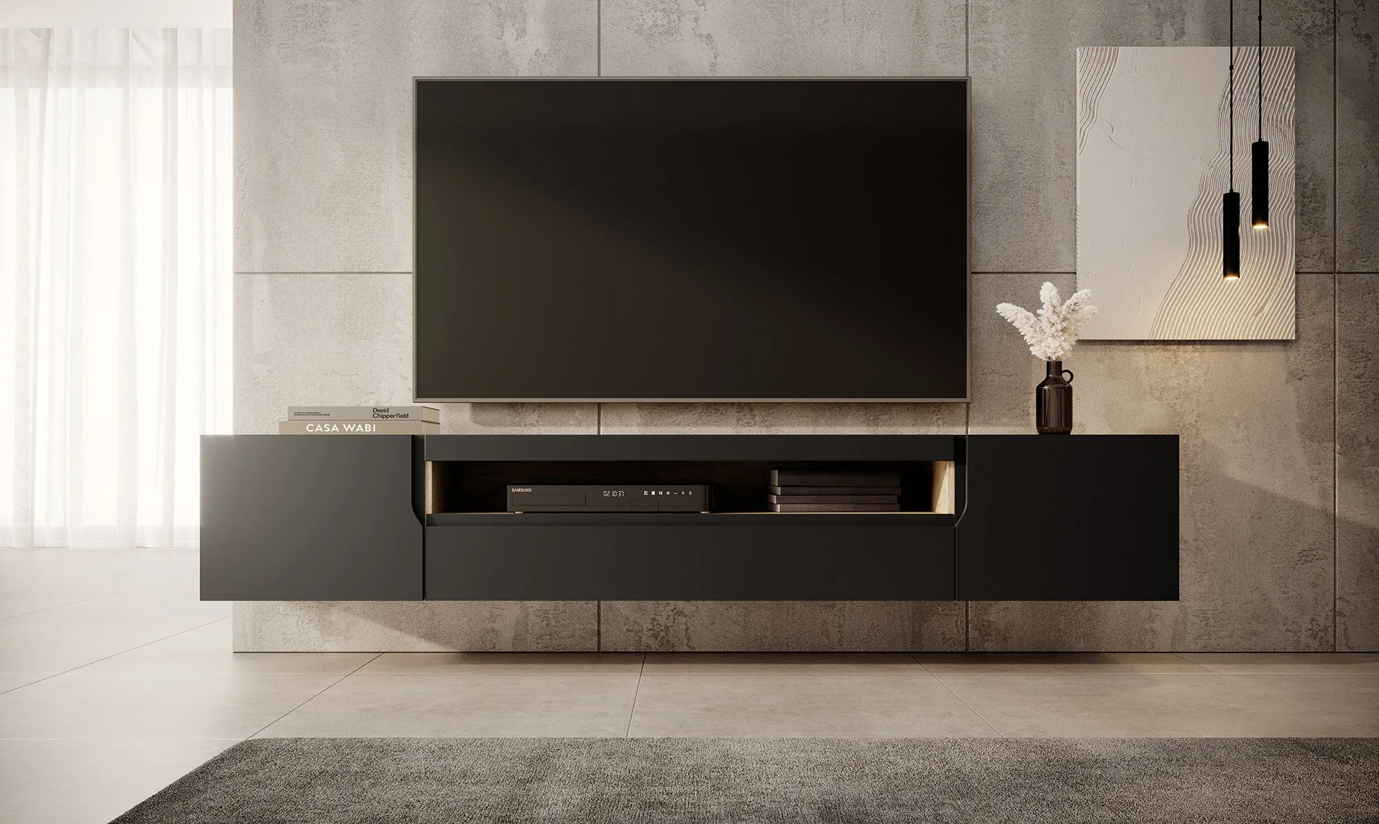 Dylan - TV-Meubel - Mat zwart/eiken - 200 cm - Image 3