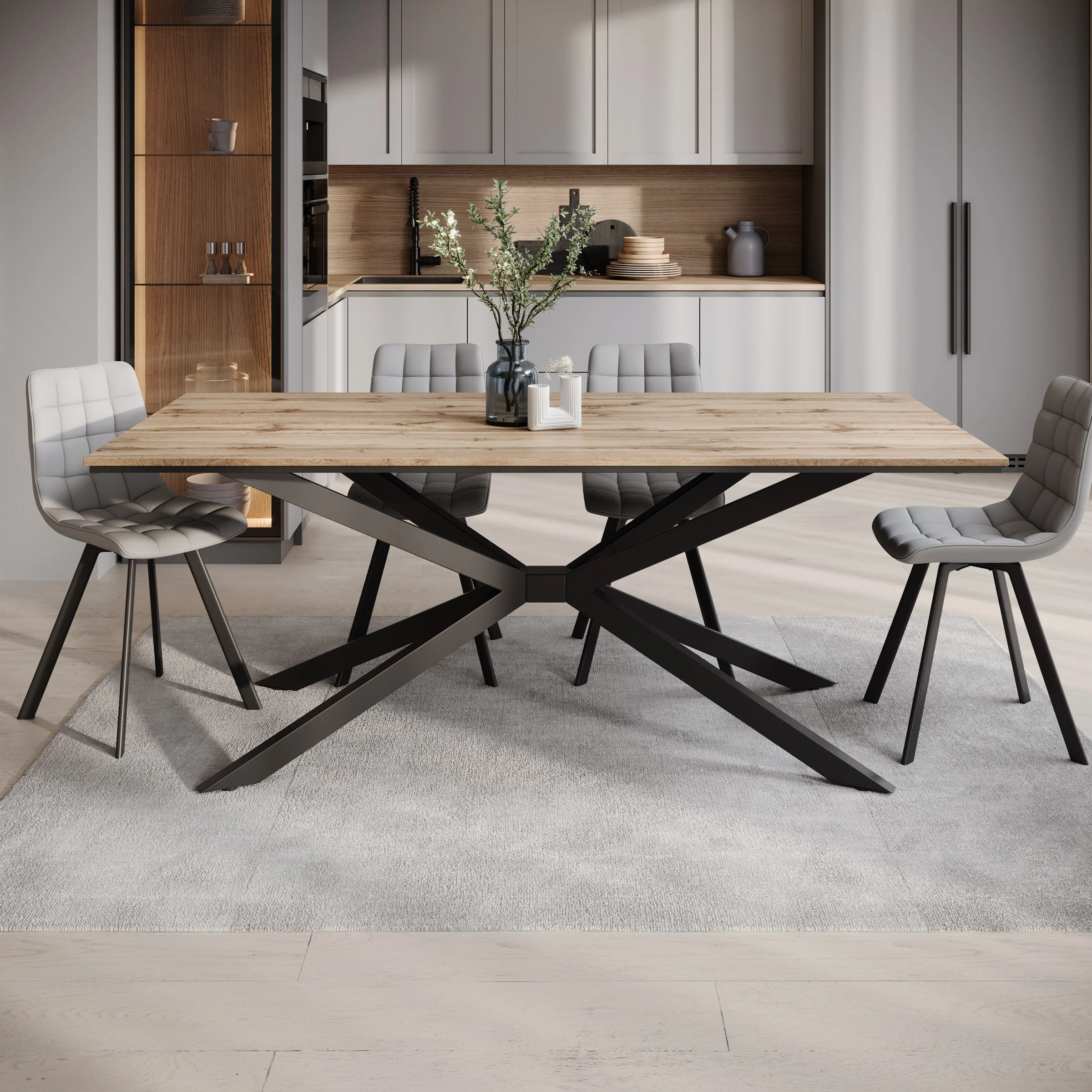 Faithley - Eetkamertafel - Eiken - 190x90x74 cm - Image 2