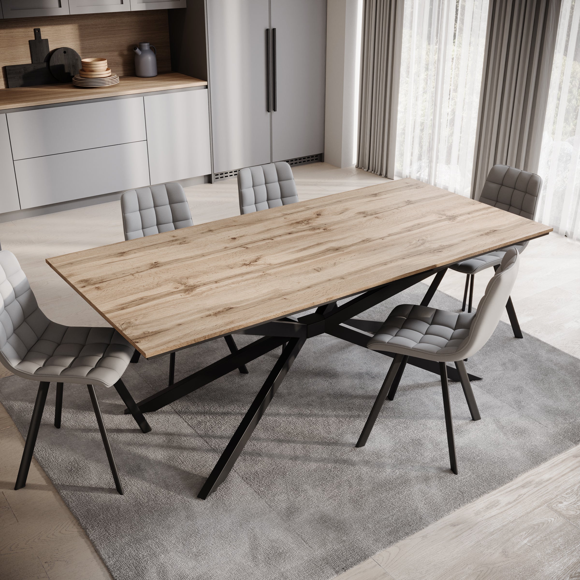 Faithley - Eetkamertafel - Eiken - 190x90x74 cm - Image 3