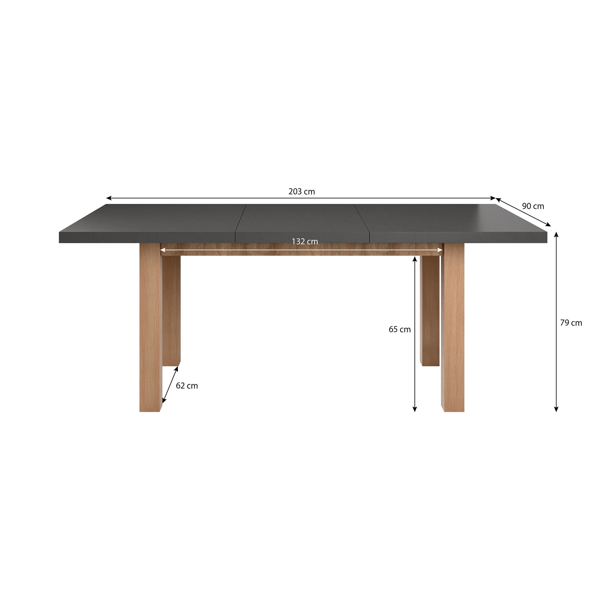 Monaco - Eetkamertafel - Eiken/Grijs - 160x90x79 cm - Image 4