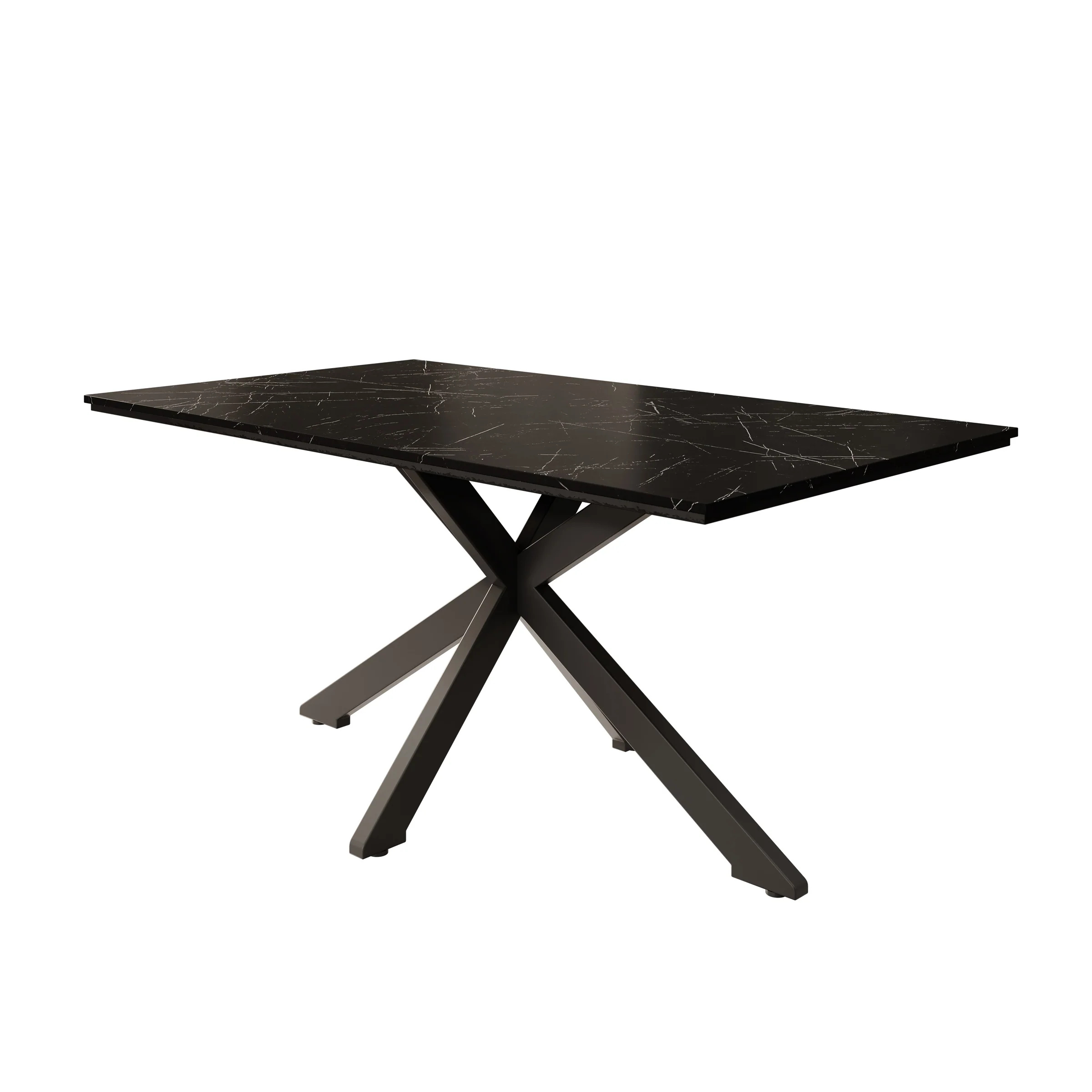 Wabe - Eetkamertafel - Zwart marmerlook - 160x90x74 cm - Image 5