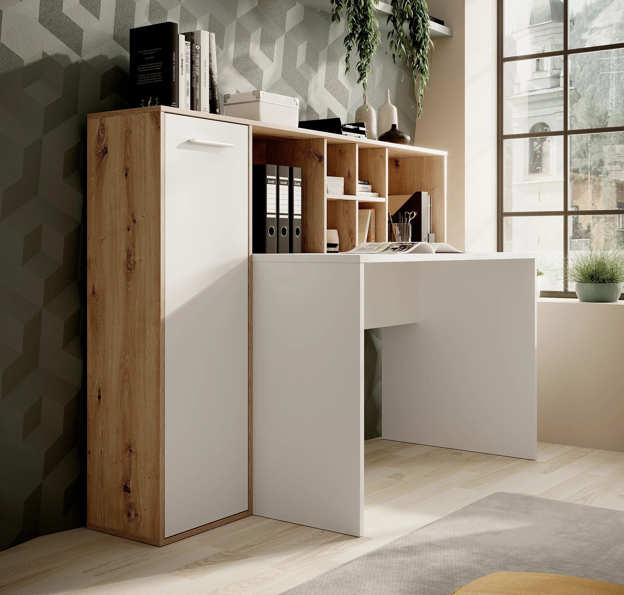 Elze - Bureau - Eiken/wit - 158x66 cm - Image 5